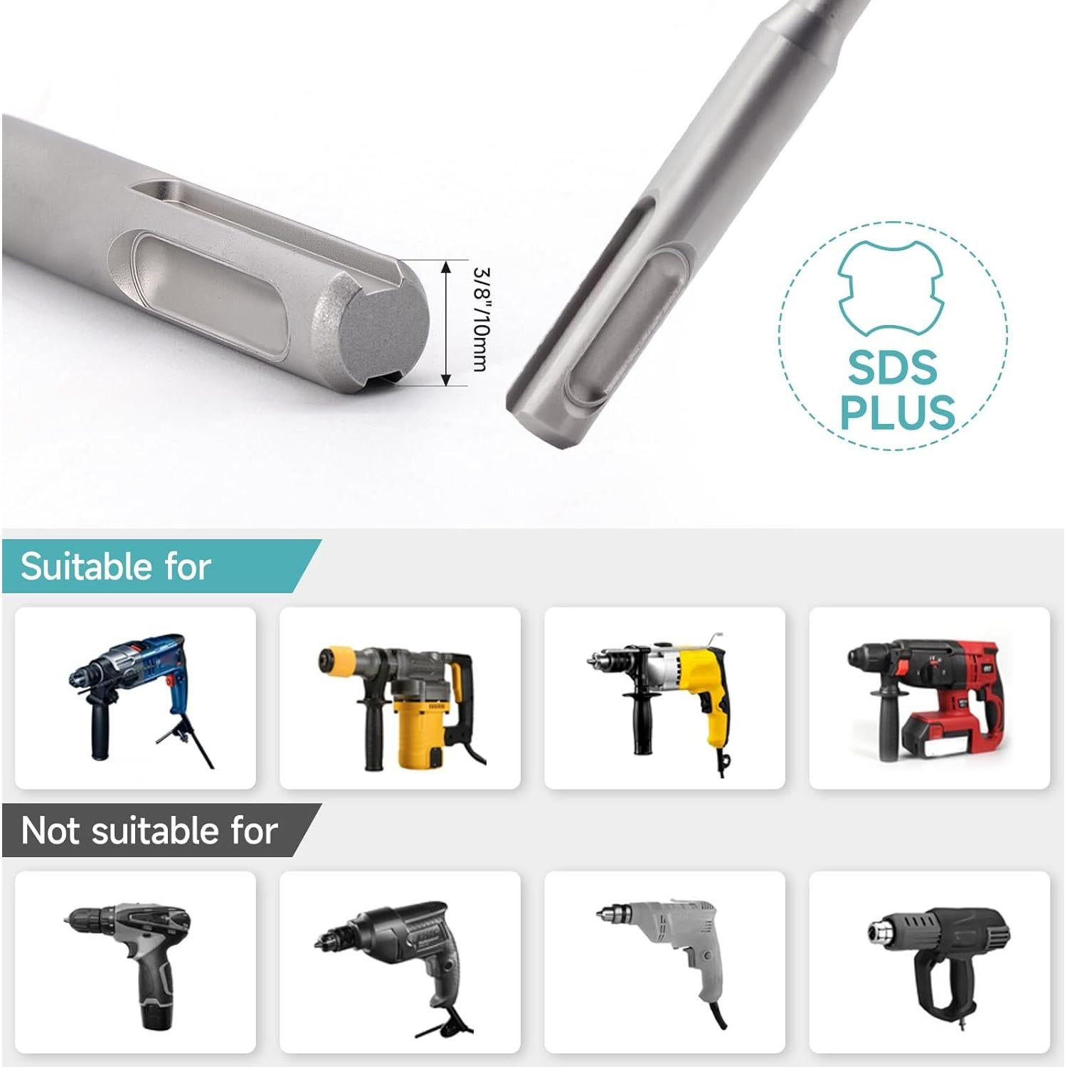 Juego de 20 Brocas y Cinceles YOSIGHT SDS-Plus para Hormigón