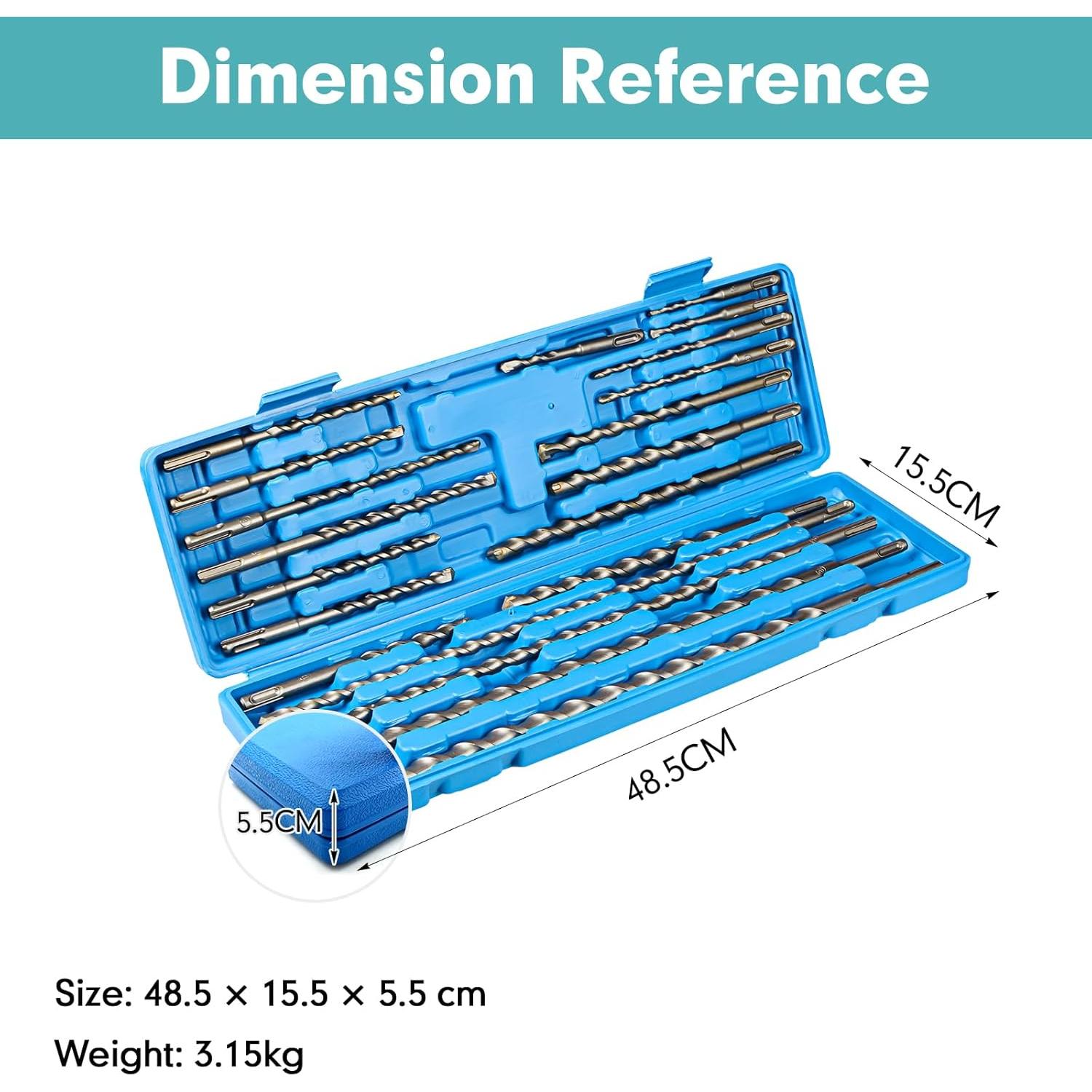 Juego de 20 Brocas y Cinceles YOSIGHT SDS-Plus para Hormigón