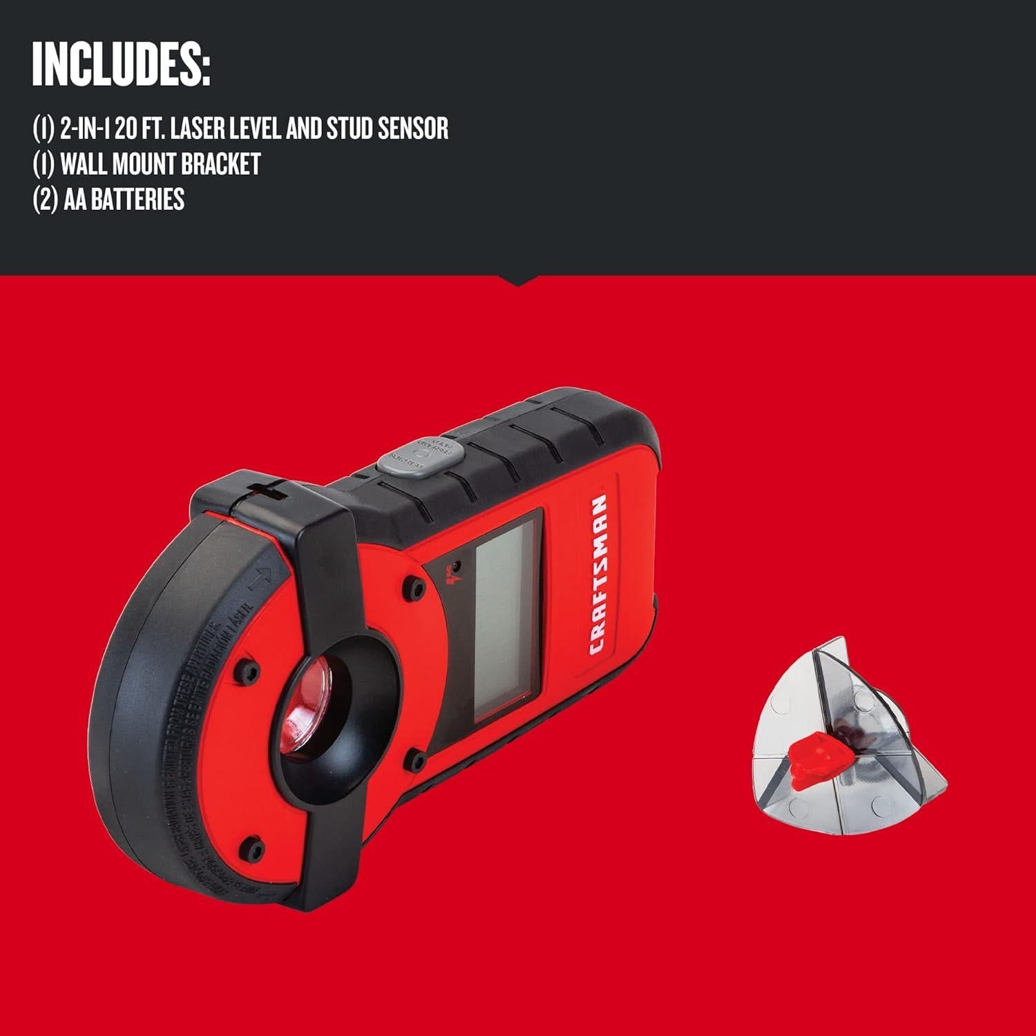 Nivel Láser y Sensor CRAFTSMAN CMHT77636, 20 Pies Rojo