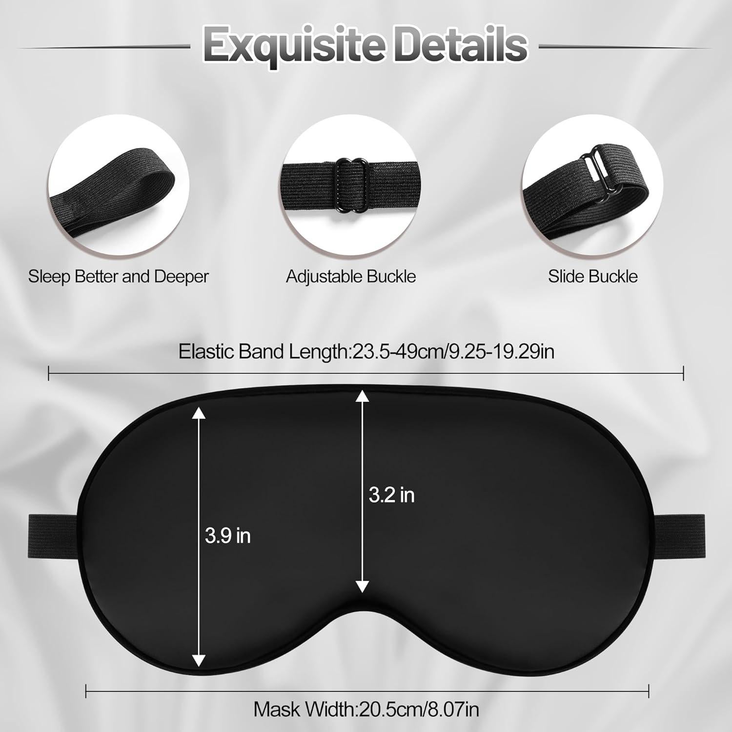 Máscara de Sueño de Seda Mayxunbeauty Ajustable para Dormir