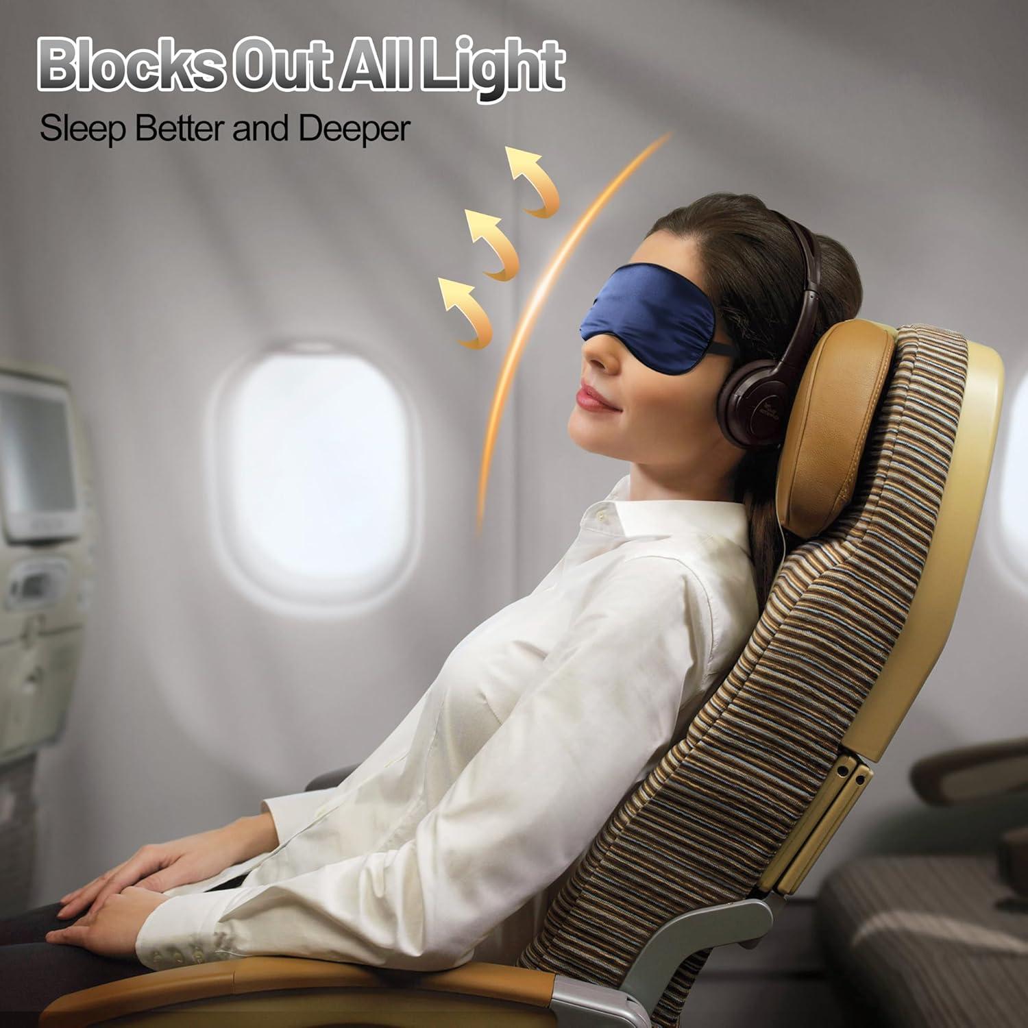 Máscara de Sueño de Seda Mayxunbeauty Ajustable para Dormir