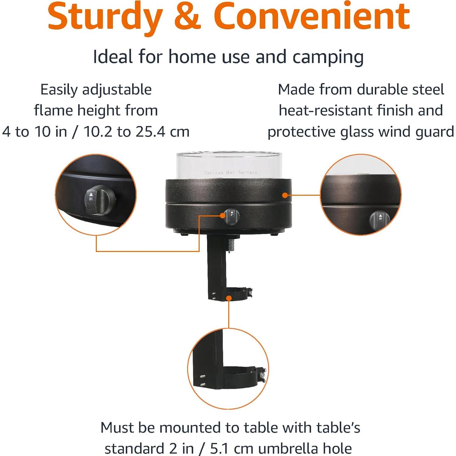 Mesa de Fuego Redonda Amazon Basics 35,56 cm 9000 BTU