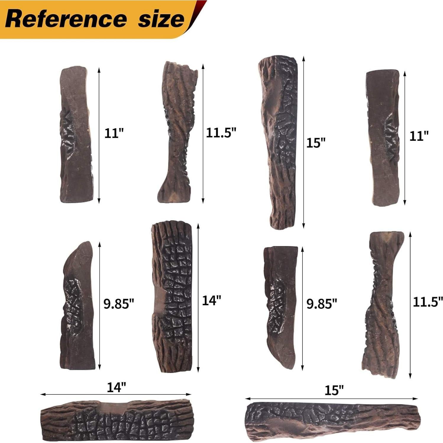 Registros de Chimenea de Gas Mr.Ton 10 Piezas Cerámica