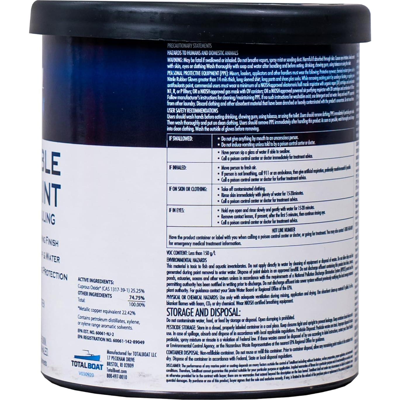 Pintura Antifouling TotalBoat para Botes Inflables 1 Cuarto