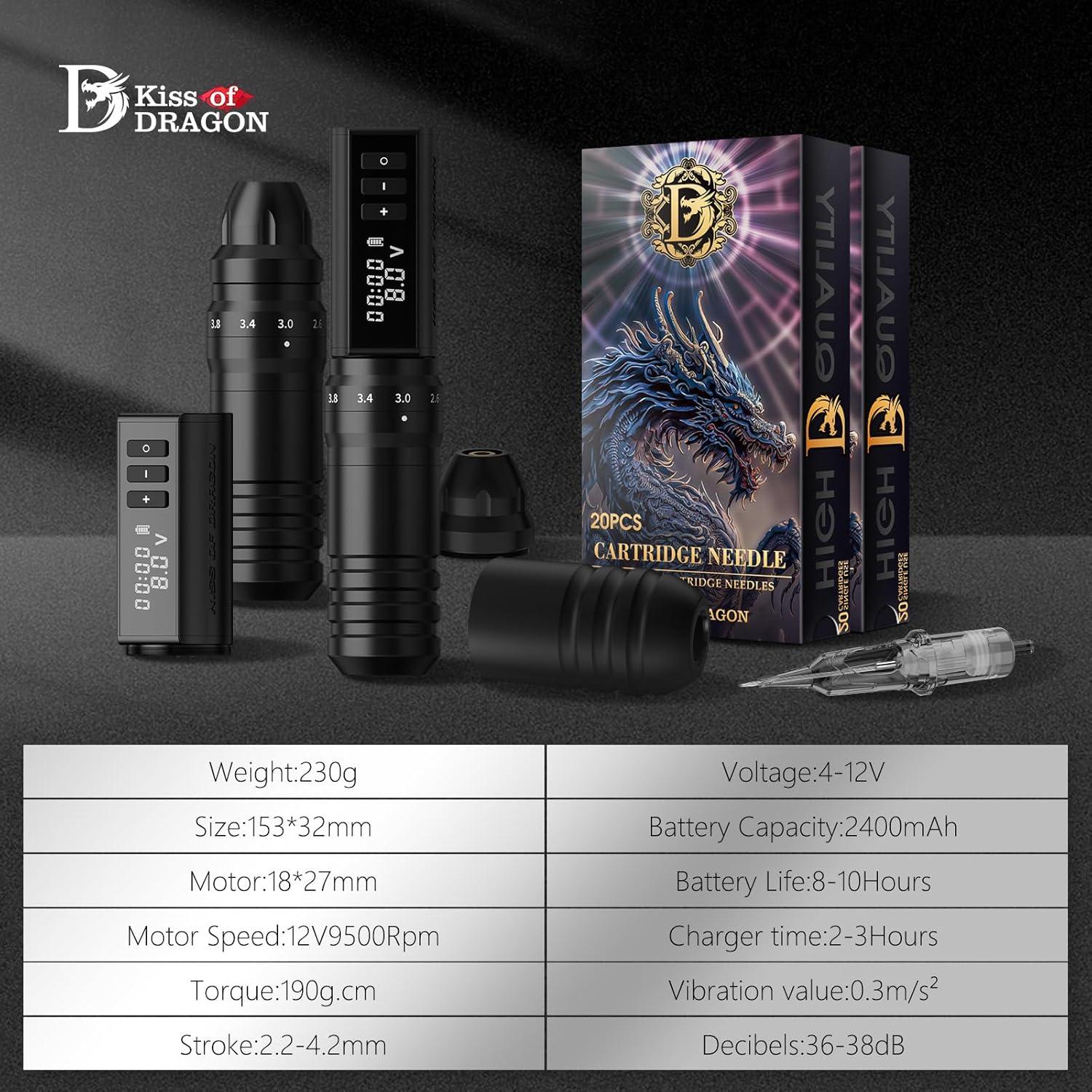 Kit de Tatuaje Completo Beso del Dragón 2400mAh 6 Longitudes