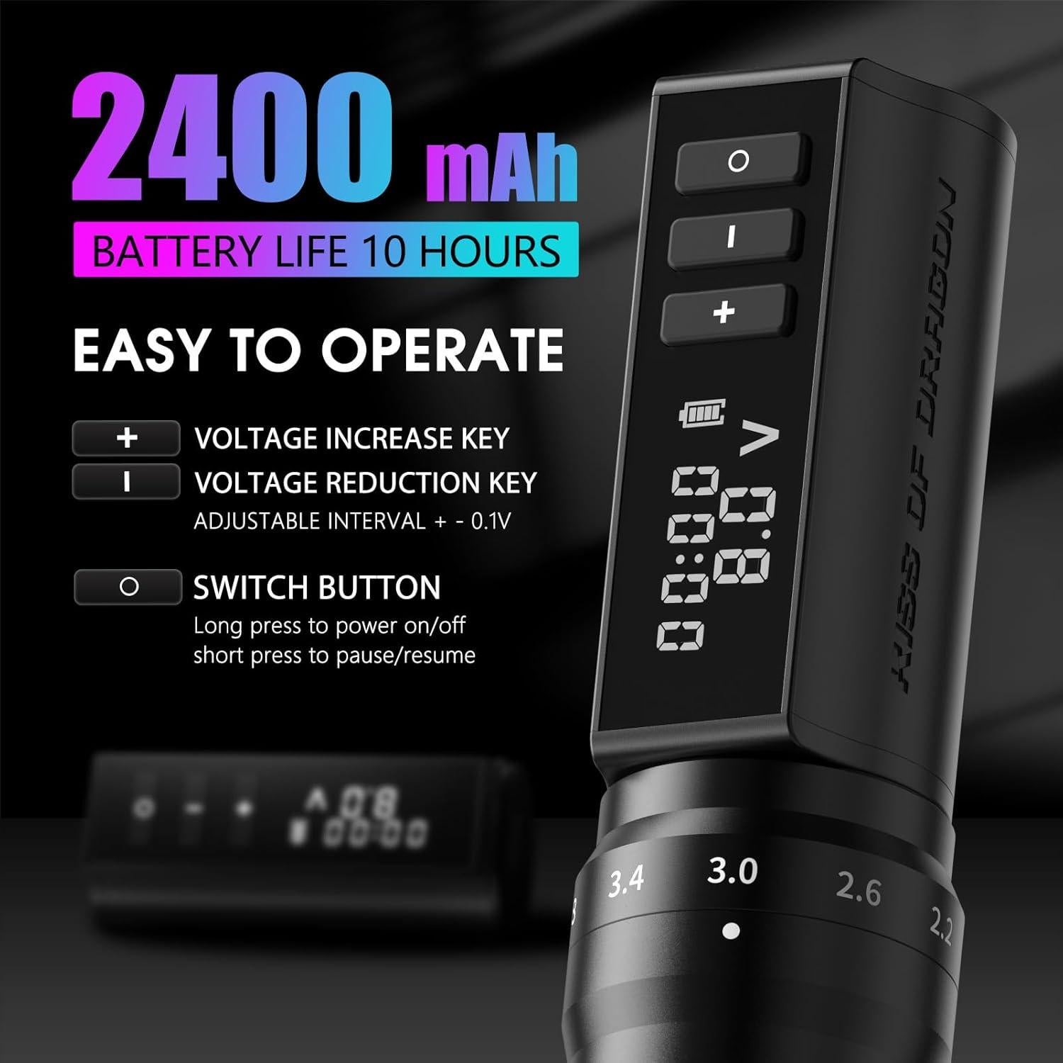 Kit de Tatuaje Completo Beso del Dragón 2400mAh 6 Longitudes