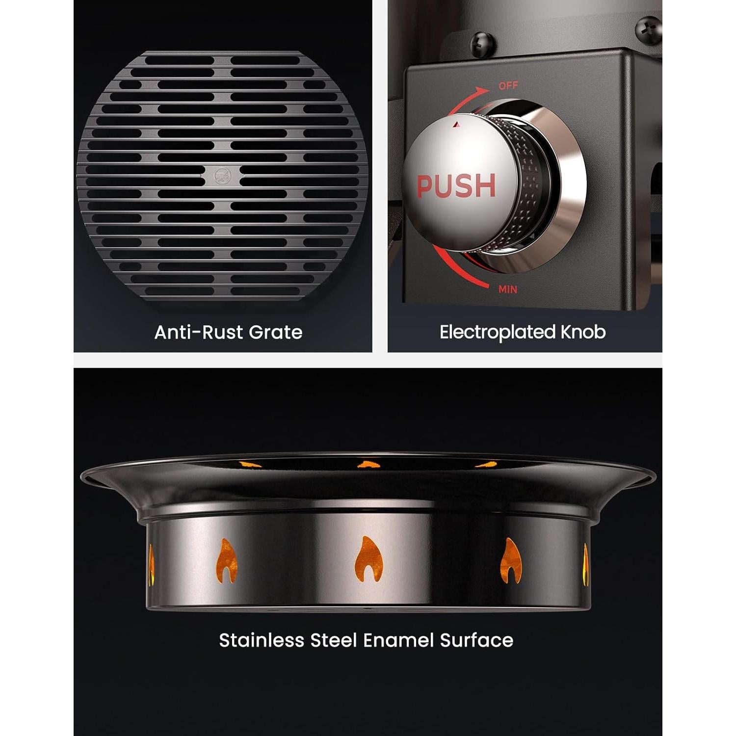 Hoguera de Propano Ciays 48 cm con Parrilla y Plegable