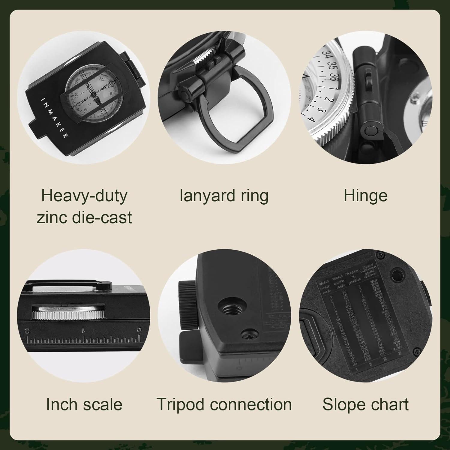 Brújula de Senderismo INMAKER con Silbato y Luz Fluorescente