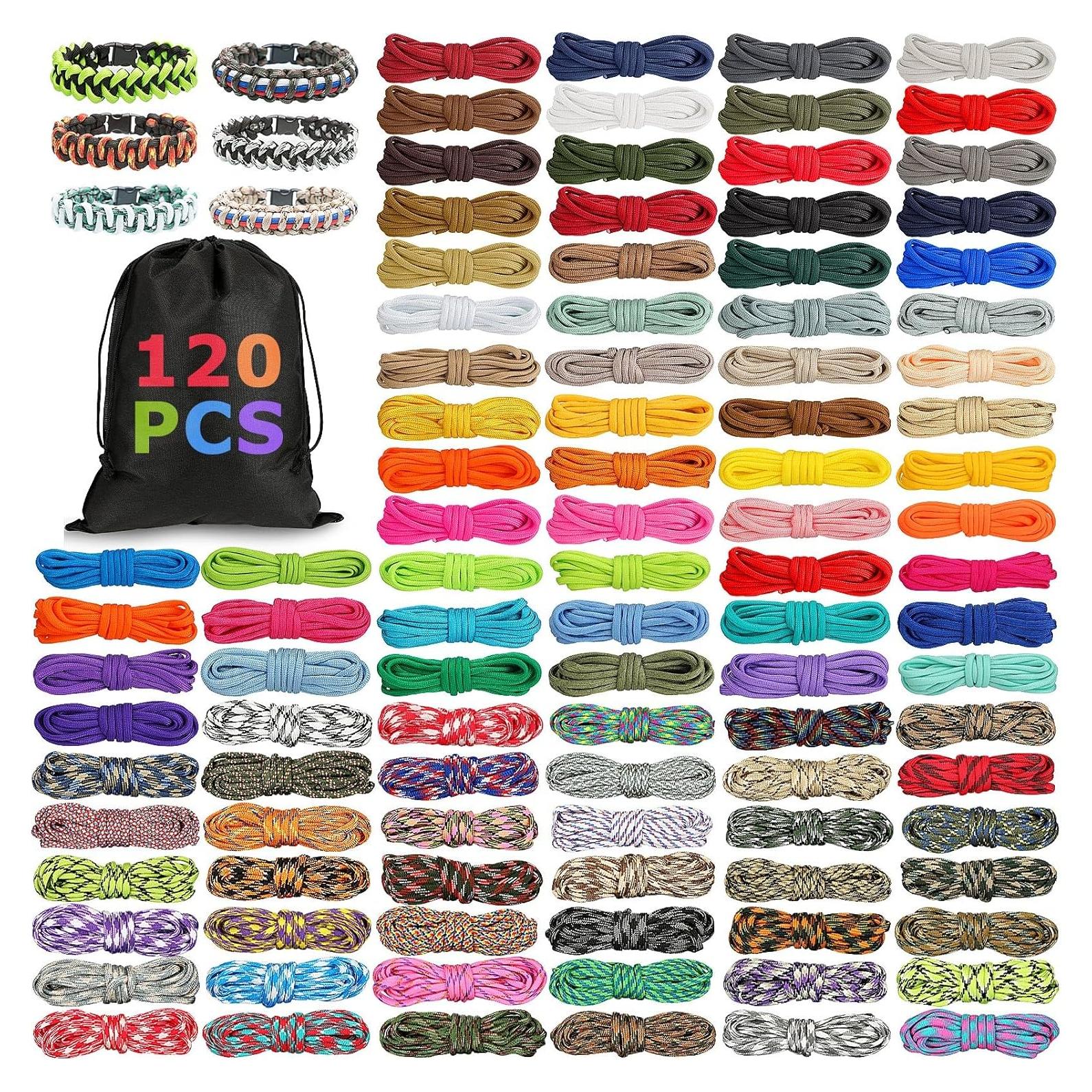 Kit de Cuerda Paracord 550 Riakrum 120 Pcs 3.05 Metros Colores Brillantes