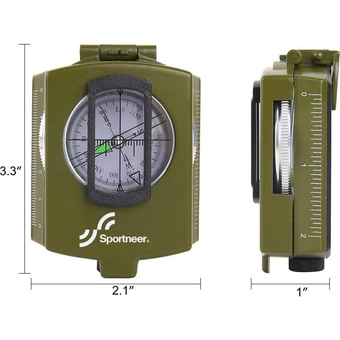 Brújula Sportneer Visor Militar Lensatic Impermeable Verde