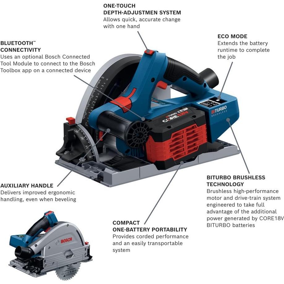 Sierra de Carril Inalámbrica Bosch GKT18V-20GCL14 5-1/2"