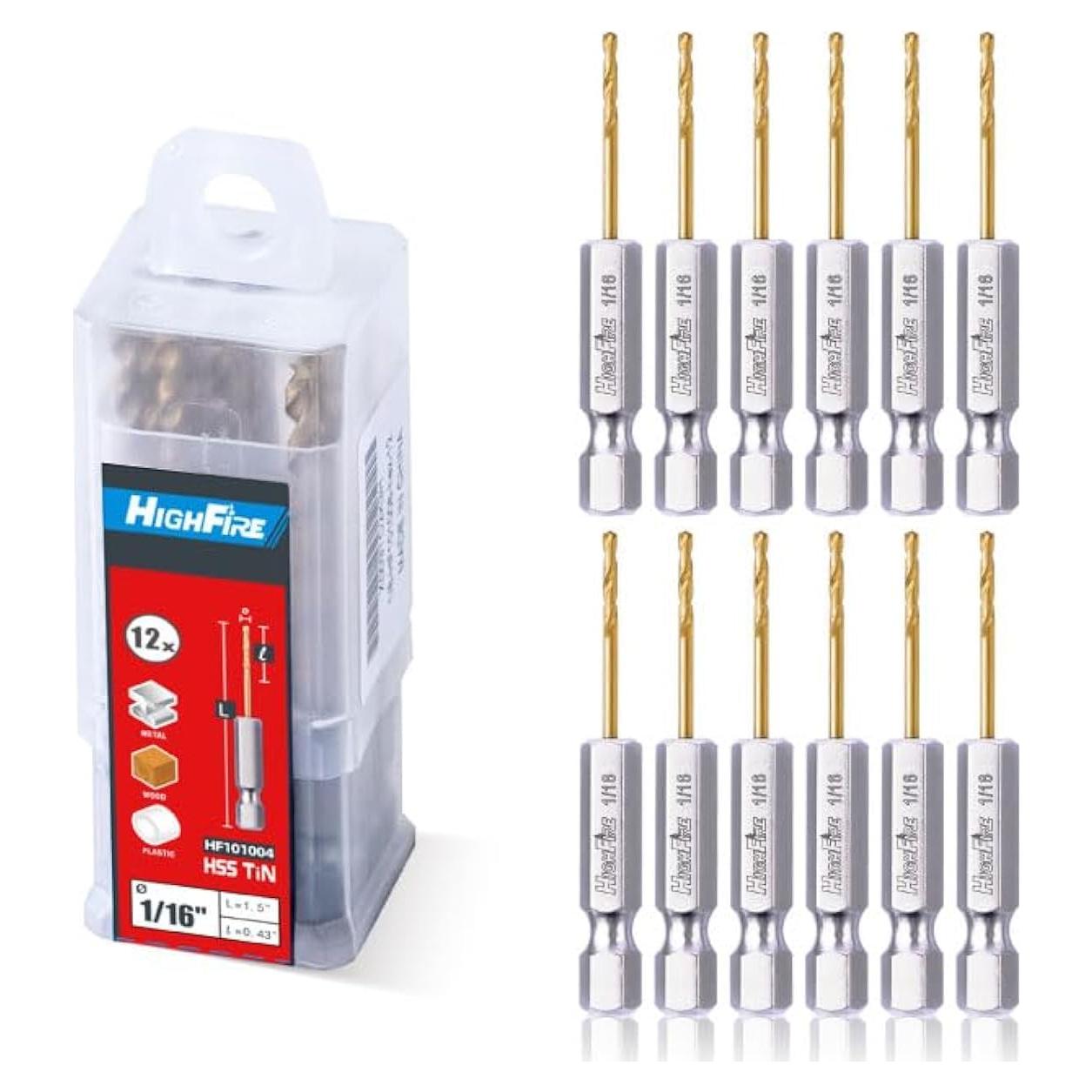 Juego de Brocas Hexagonales HIGHFIRE 1/16" - 12 Piezas para Metal