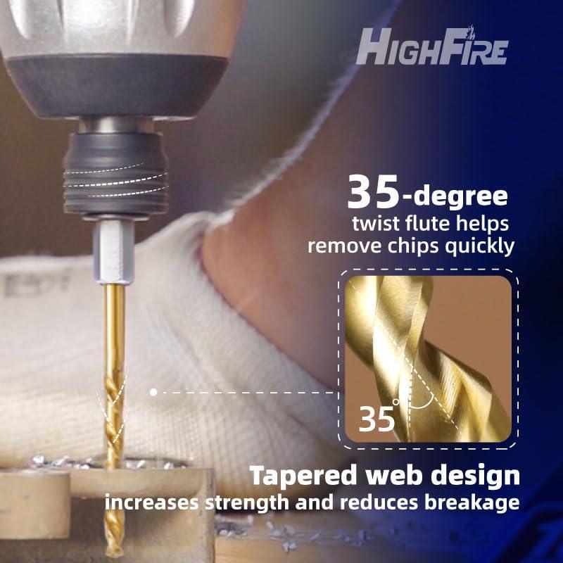 Juego de Brocas Hexagonales HIGHFIRE 1/16" - 12 Piezas para Metal