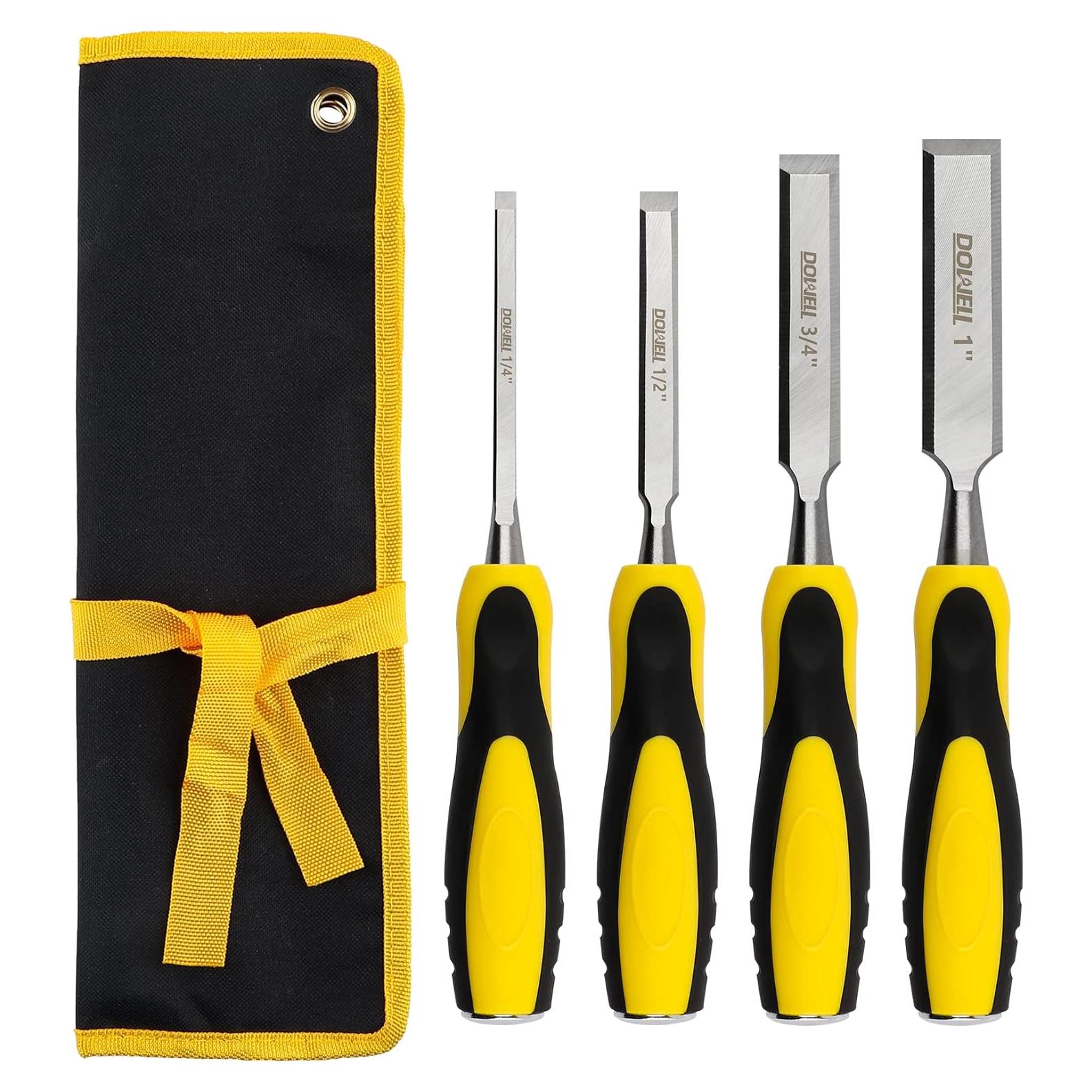 Juego de Cinceles de Madera DOWELL 4 Piezas con Bolsa