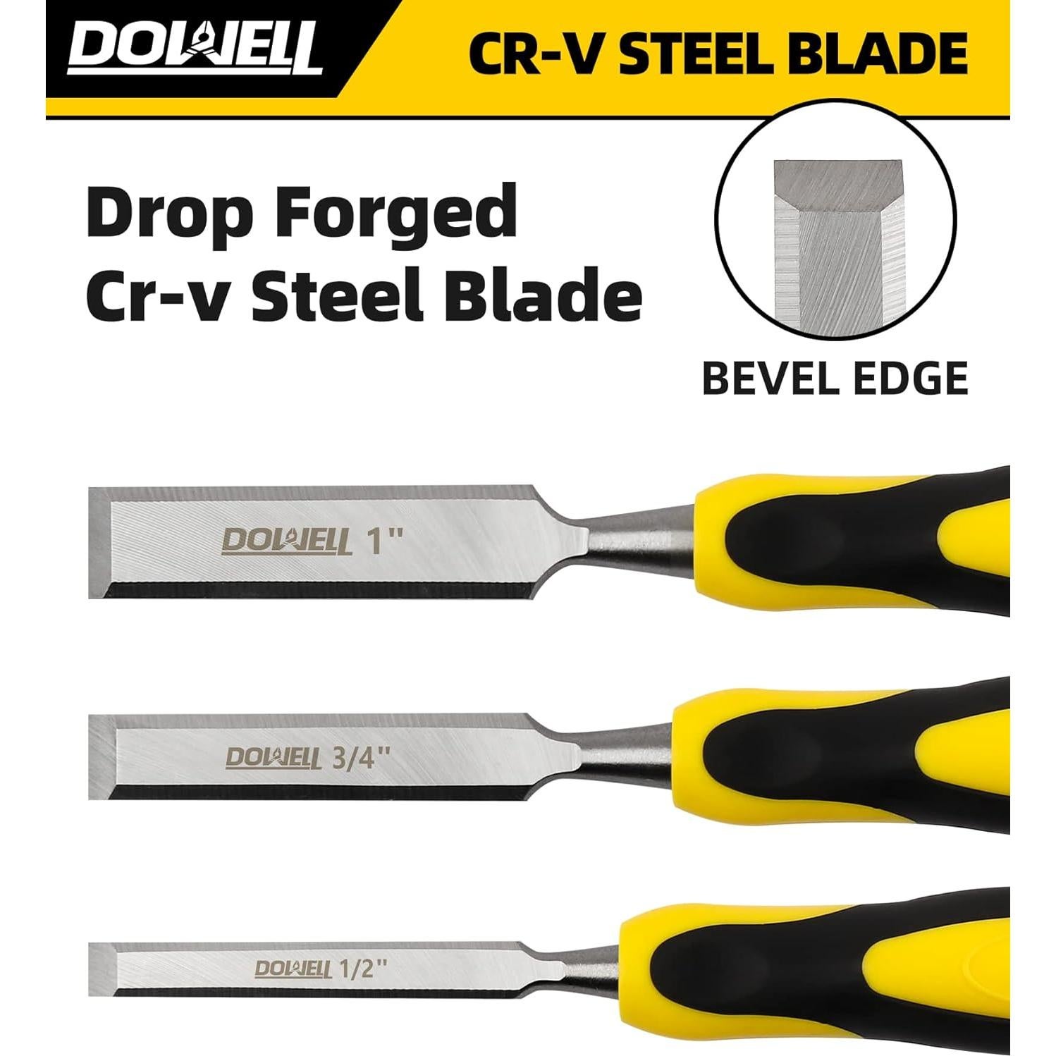 Juego de Cinceles de Madera DOWELL 4 Piezas con Bolsa