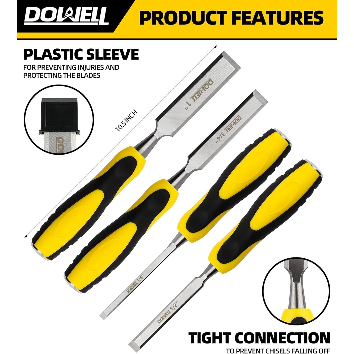 Juego de Cinceles de Madera DOWELL 4 Piezas con Bolsa