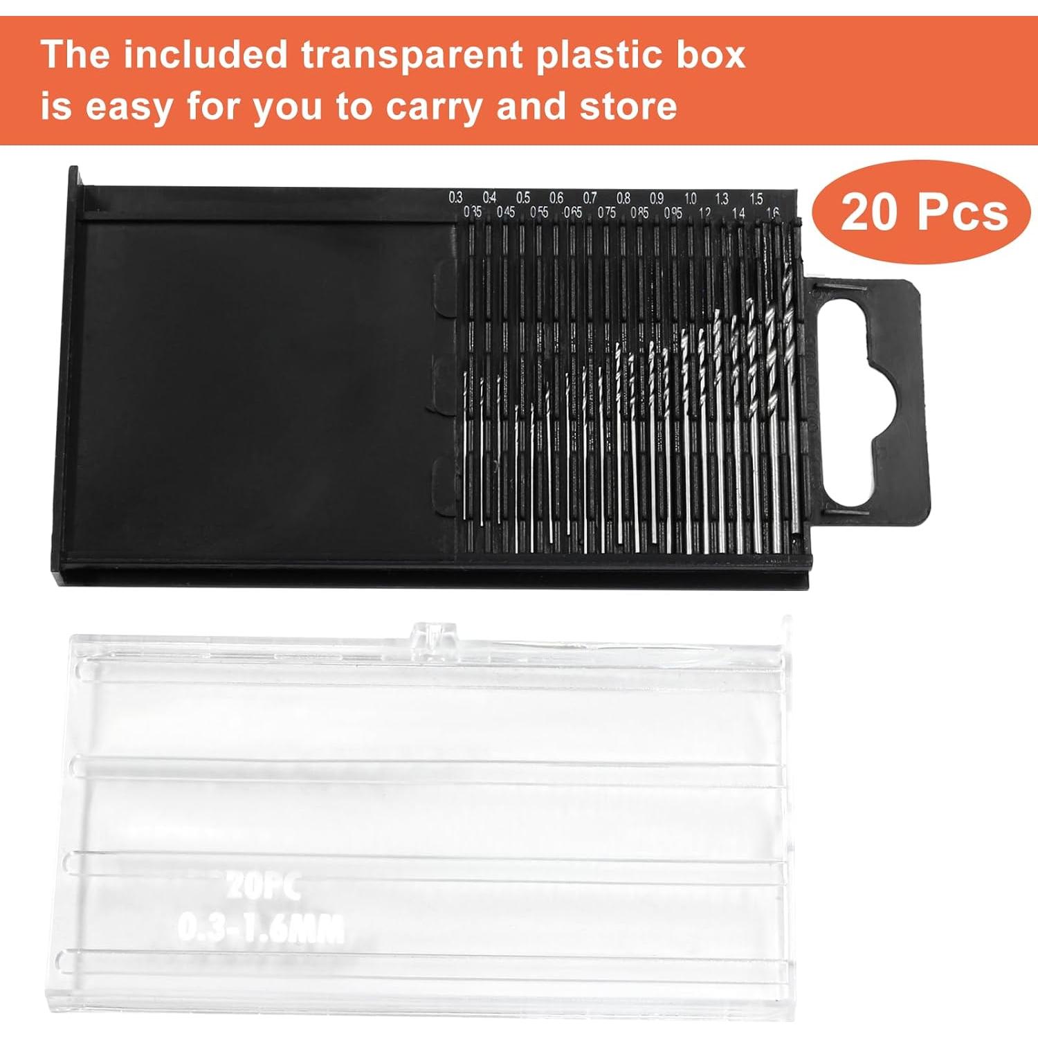 Juego de Brocas Mini Micro Biaungdo 20 Piezas HSS 0.3-1.5mm