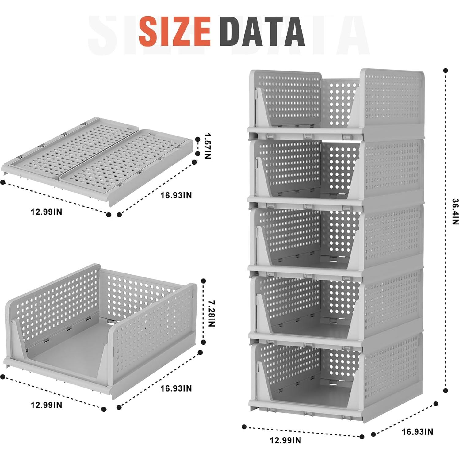 Cajones de Almacenamiento Apilables Neprock 5L Gris