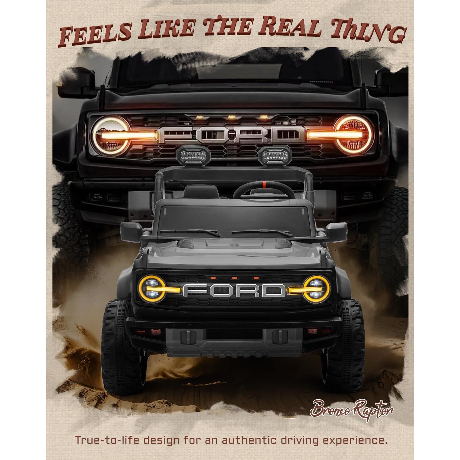 Coche Eléctrico Ford Bronco Raptor 24V Doble Asiento Negro