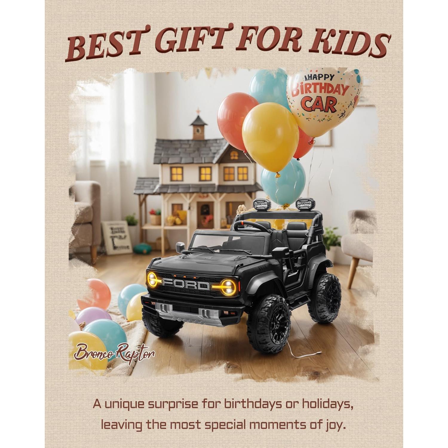 Coche Eléctrico Ford Bronco Raptor 24V Doble Asiento Negro