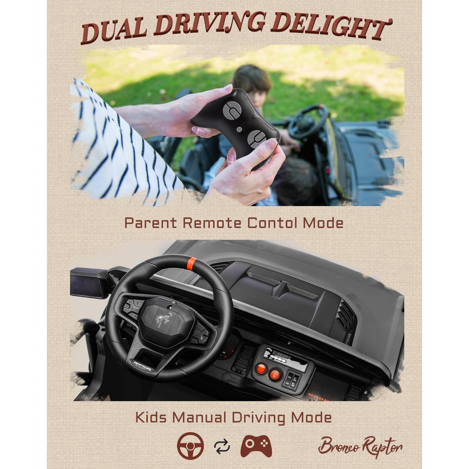 Coche Eléctrico Ford Bronco Raptor 24V Doble Asiento Negro