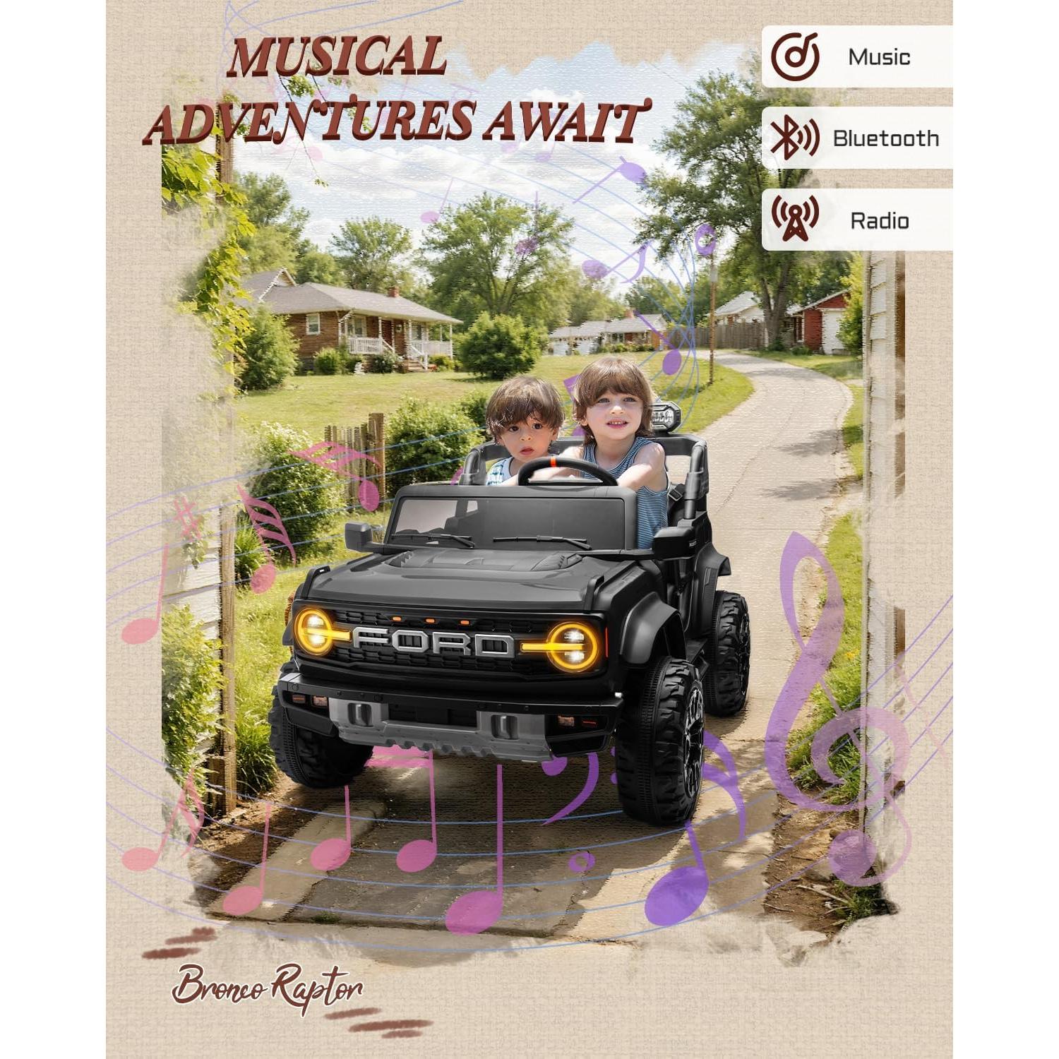 Coche Eléctrico Ford Bronco Raptor 24V Doble Asiento Negro