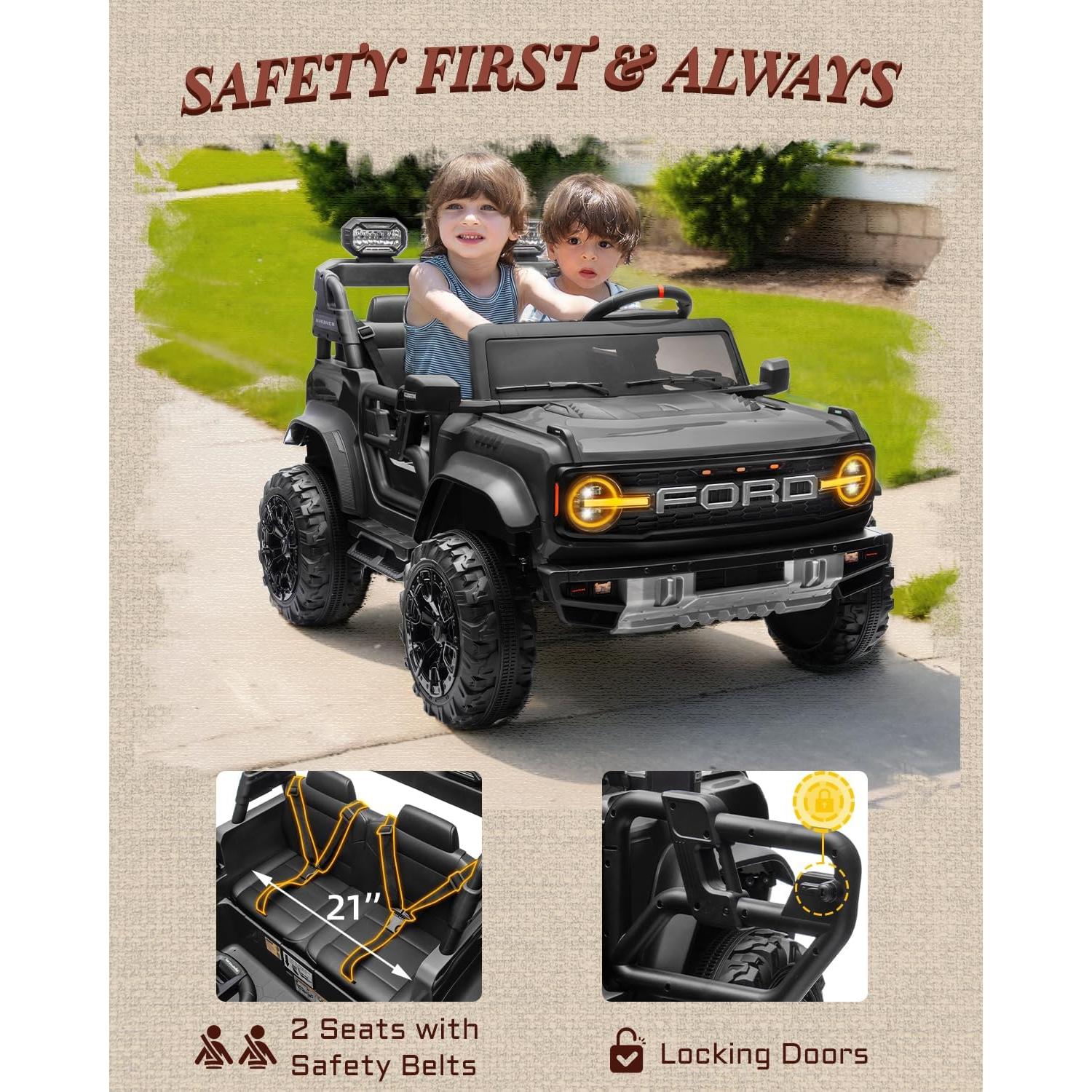 Coche Eléctrico Ford Bronco Raptor 24V Doble Asiento Negro