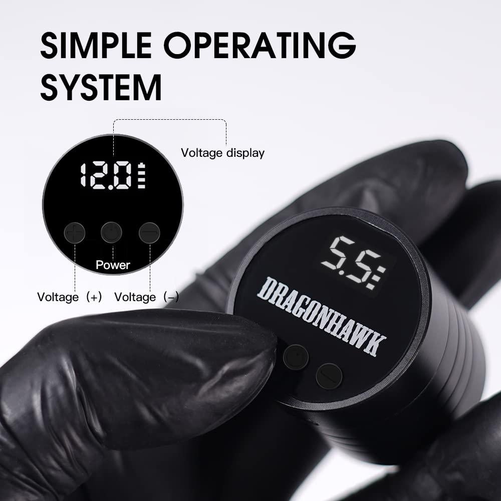 Kit de Tatuaje Inalámbrico Dragonhawk S11 con 2 Baterías