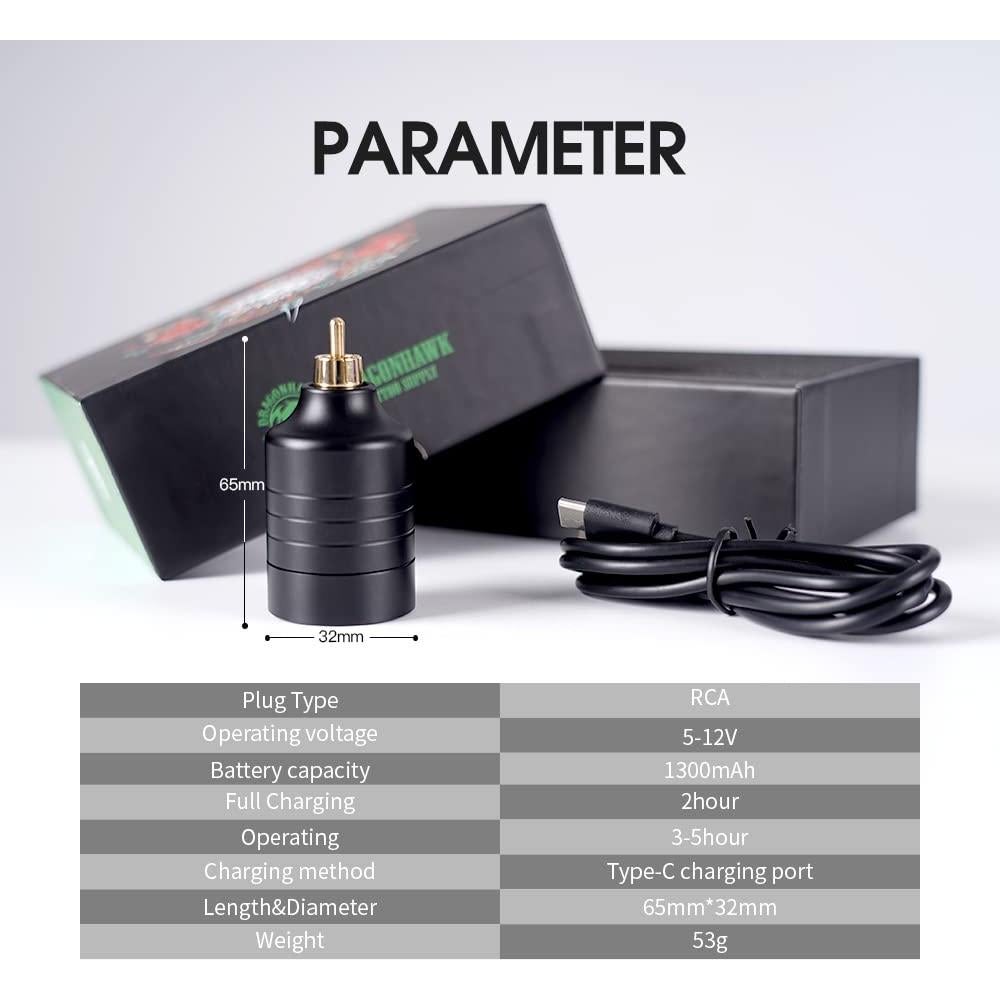 Kit de Tatuaje Inalámbrico Dragonhawk S11 con 2 Baterías