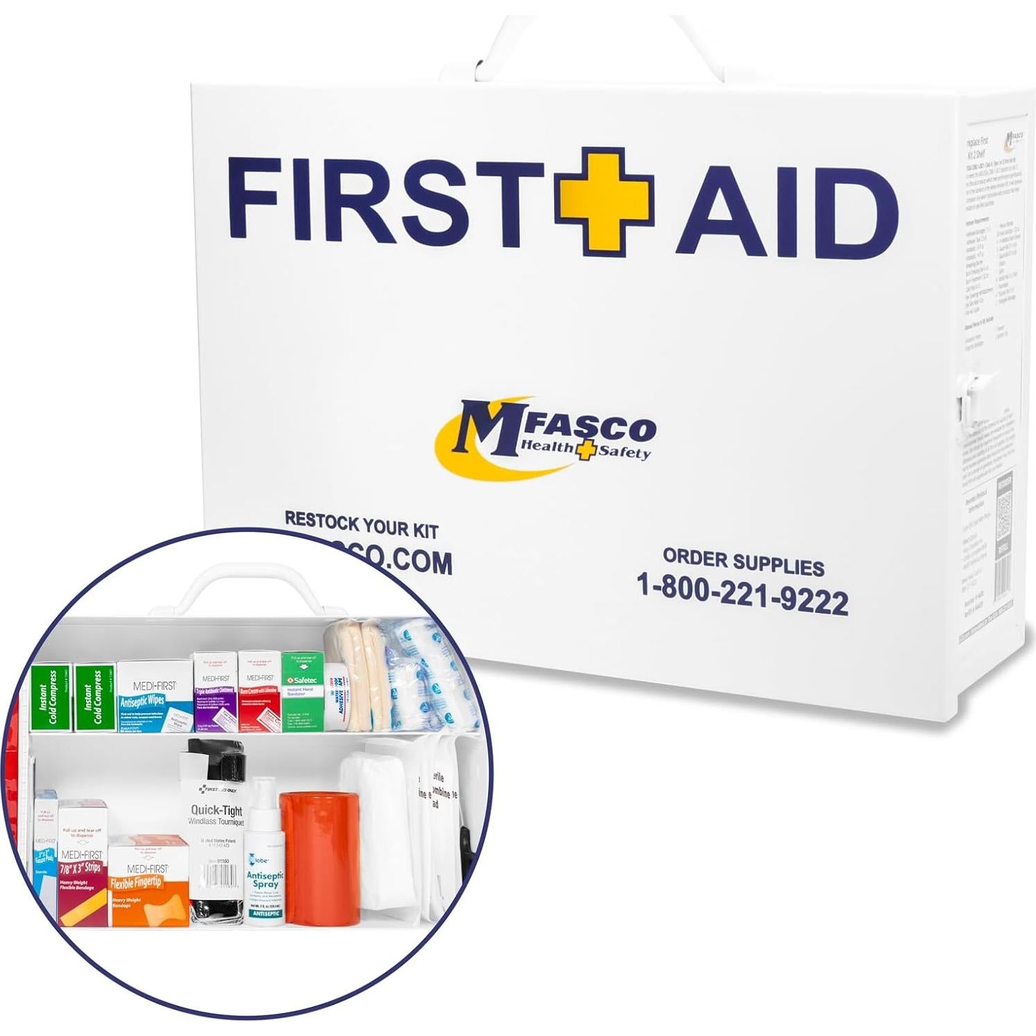 Kit de Primeros Auxilios MFASCO 2 Estantes ANSI/OSHA 226 Pcs
