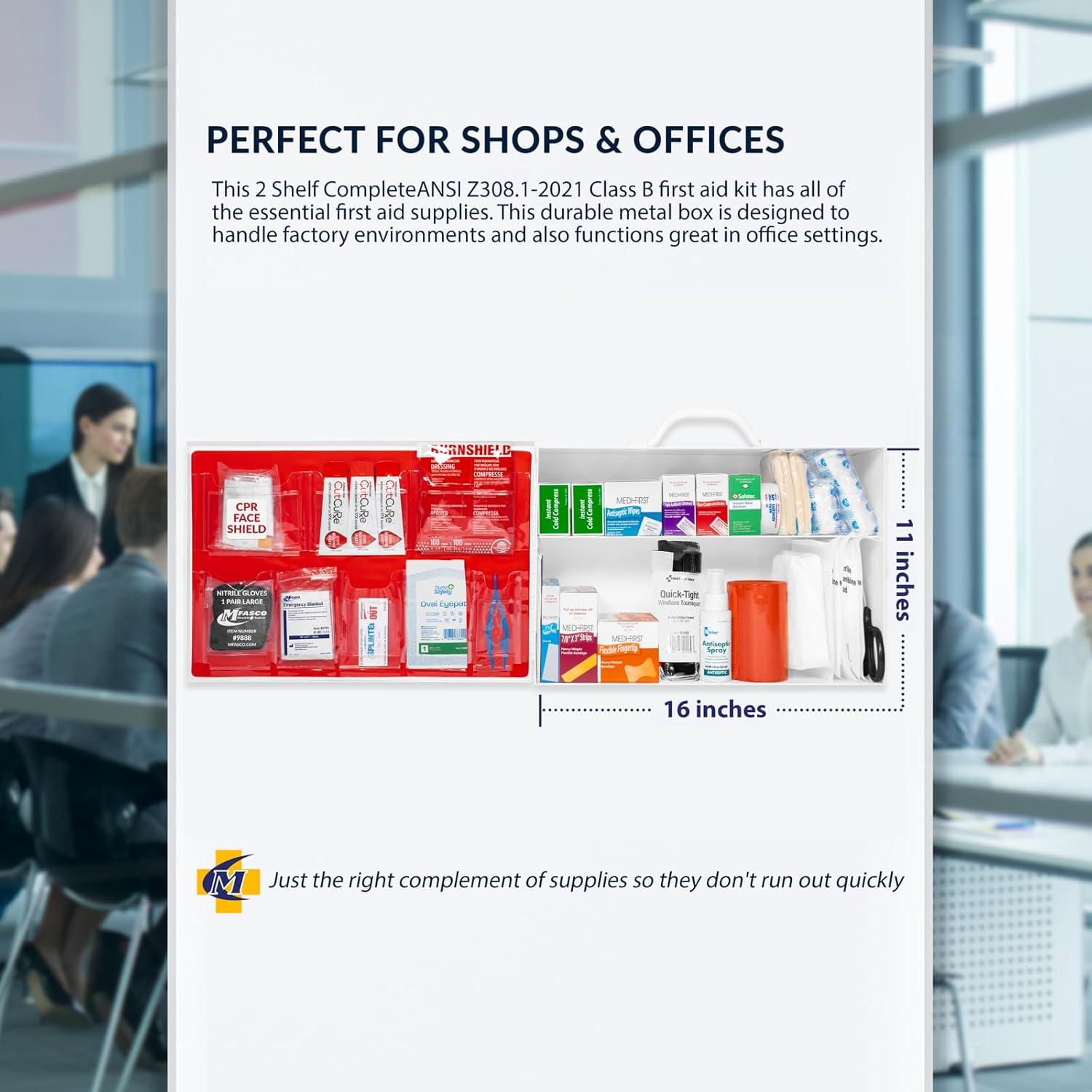 Kit de Primeros Auxilios MFASCO 2 Estantes ANSI/OSHA 226 Pcs