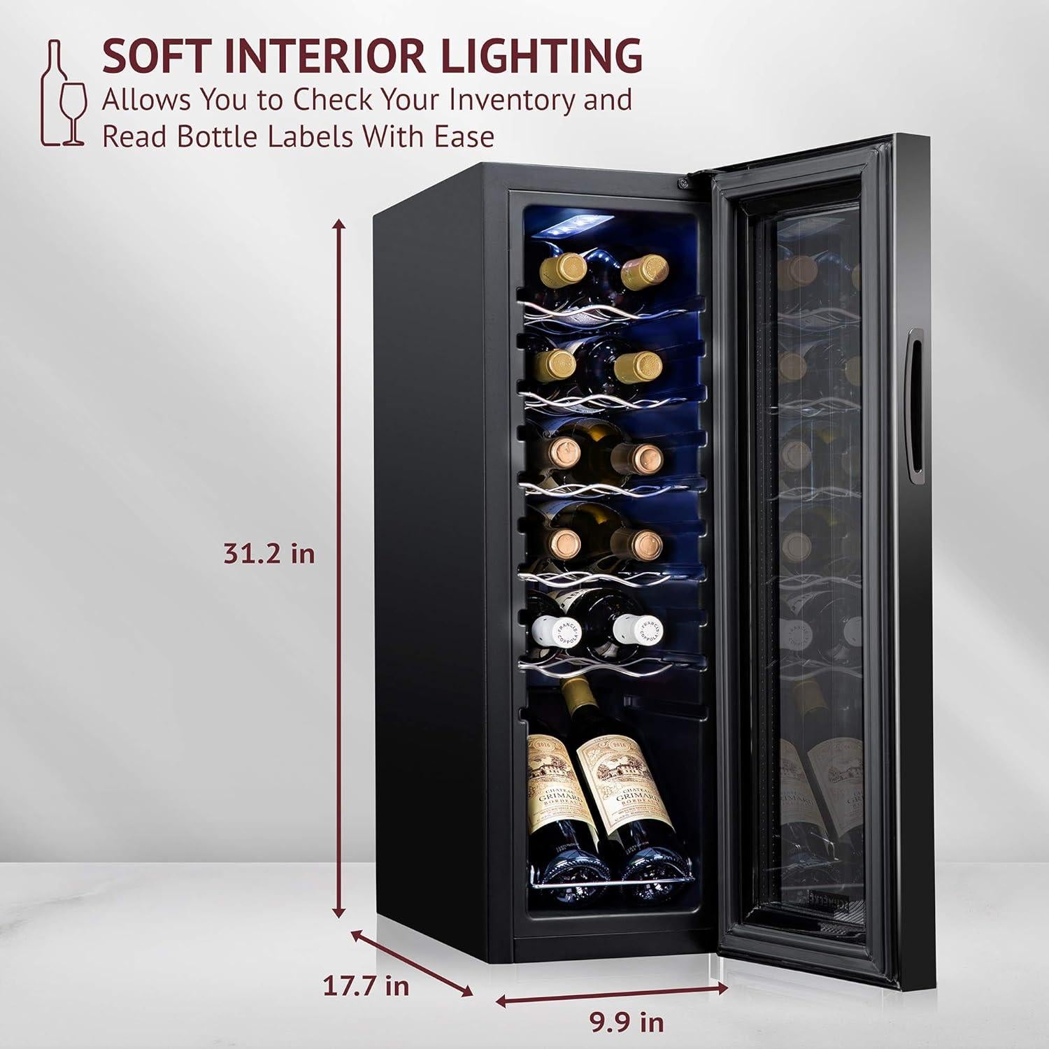 Enfriador de Vino Schmecke 12 Botellas Negro con Control Digital
