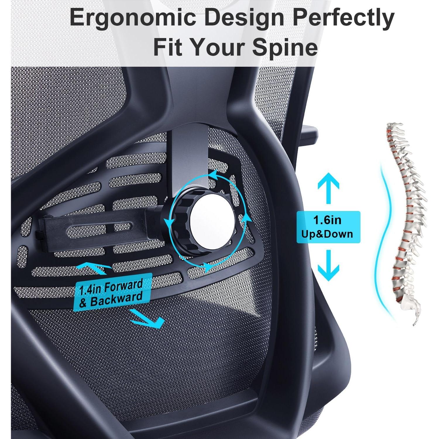 Silla de Oficina Ergonómica Ticova con Soporte Lumbar Ajustable