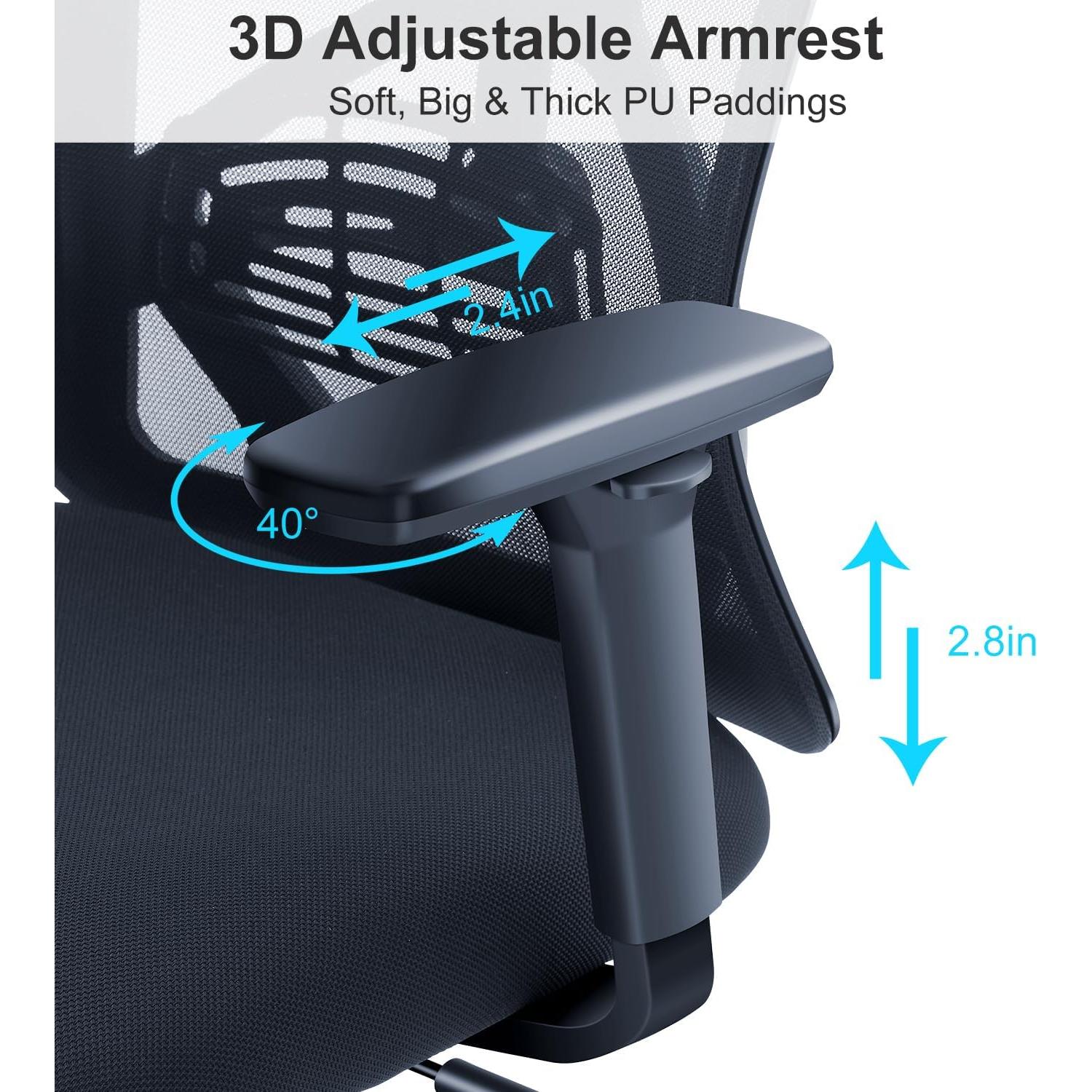 Silla de Oficina Ergonómica Ticova con Soporte Lumbar Ajustable