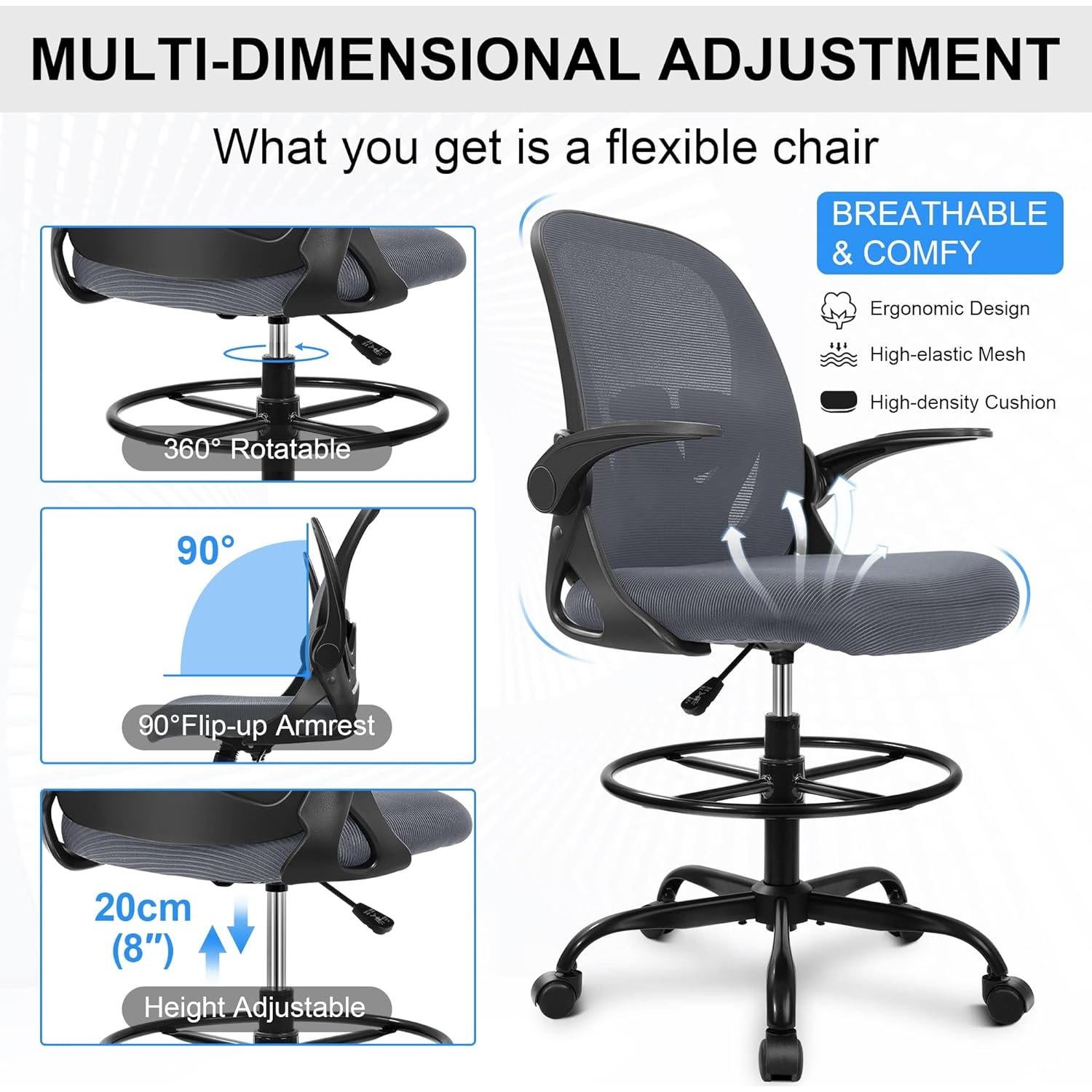 Silla de Dibujo Primy PR934-Parent Ergonómica Gris