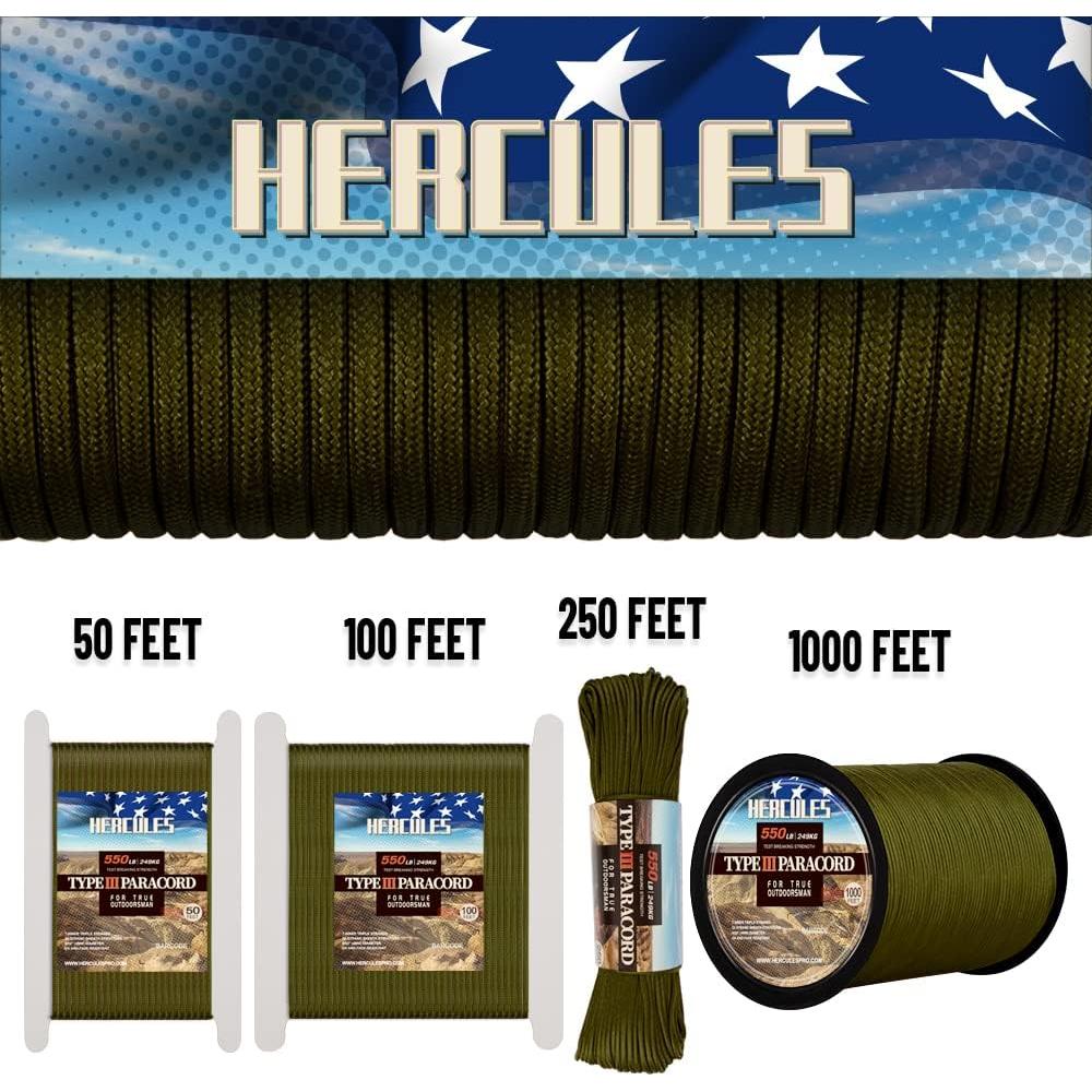 Cuerda Paracord 550 HERCULES 15.24 m Verde Militar Nylon