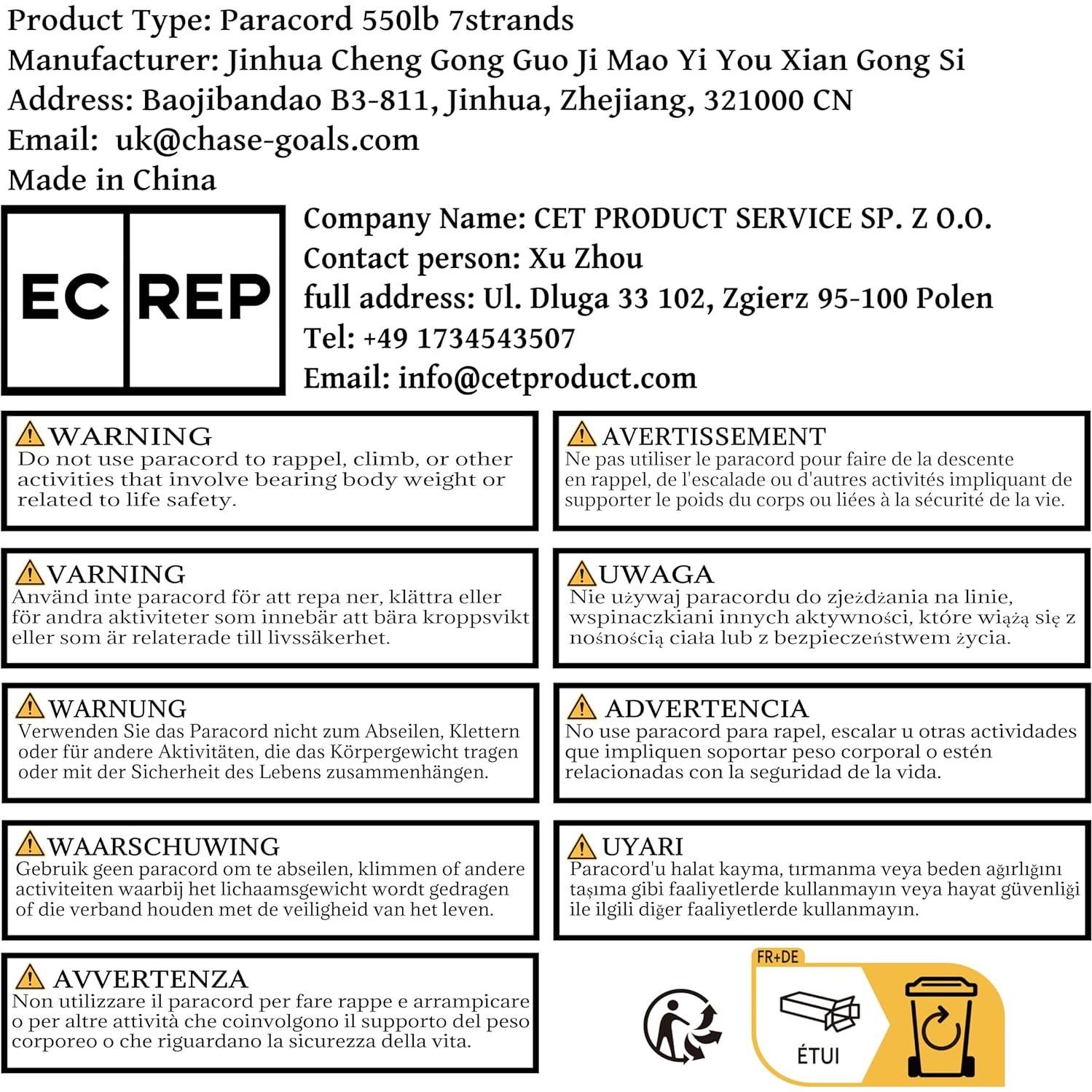 Cuerda Paracord 550 HERCULES 15.24 m Verde Militar Nylon