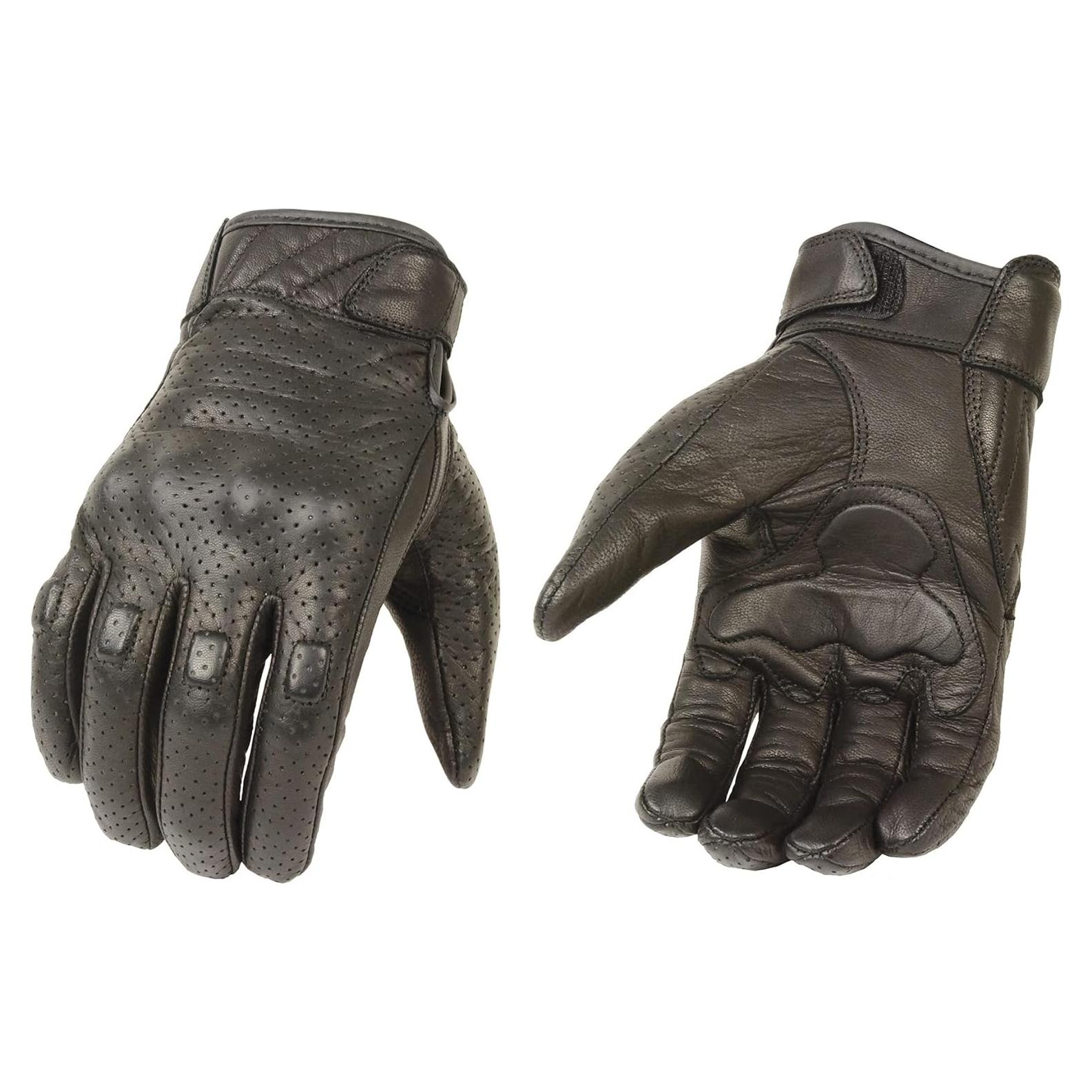 Guantes de Cuero Perforados Milwaukee Leather MG7500 - Negro