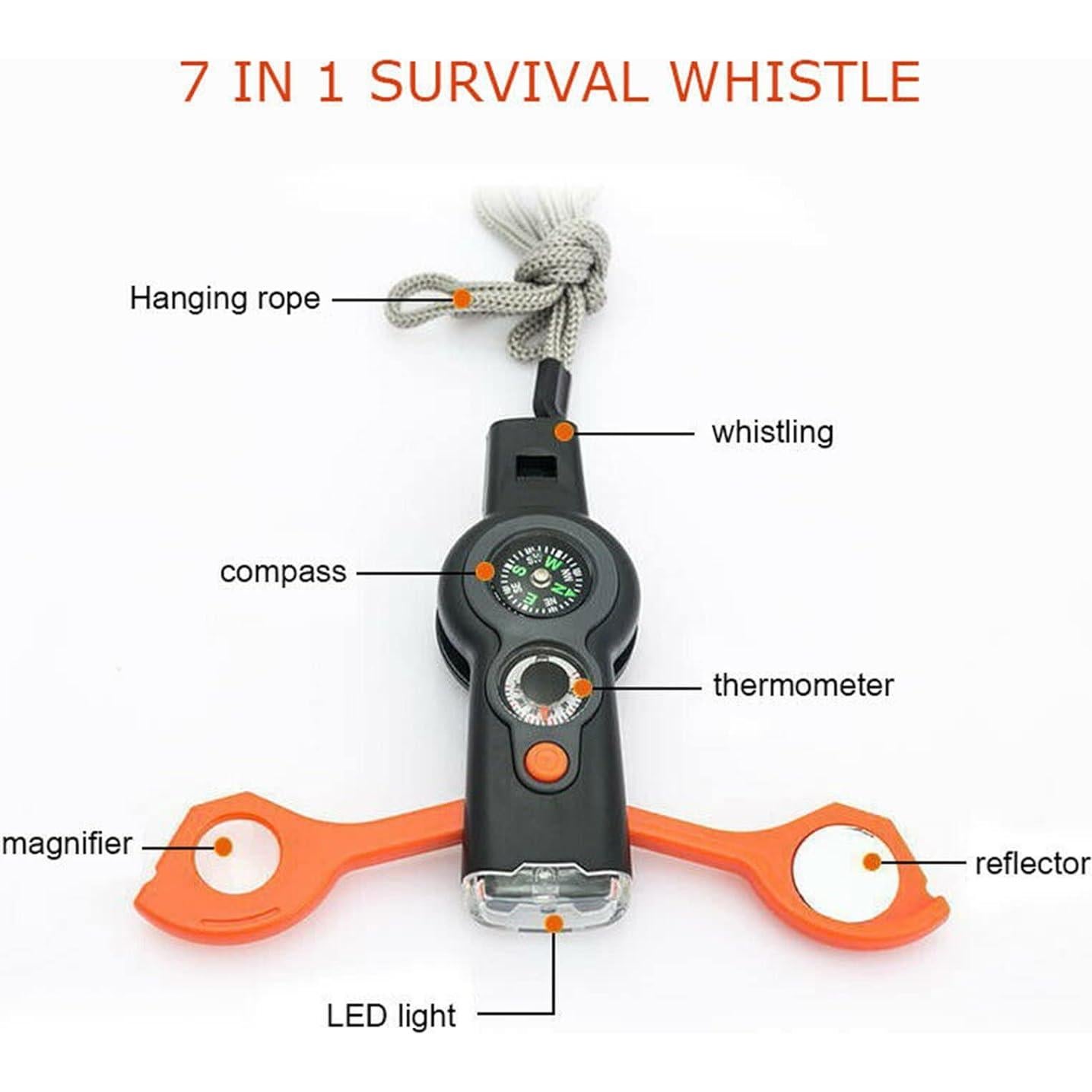 Brújula Multifuncional 7 en 1 Genérico con Silbato y LED