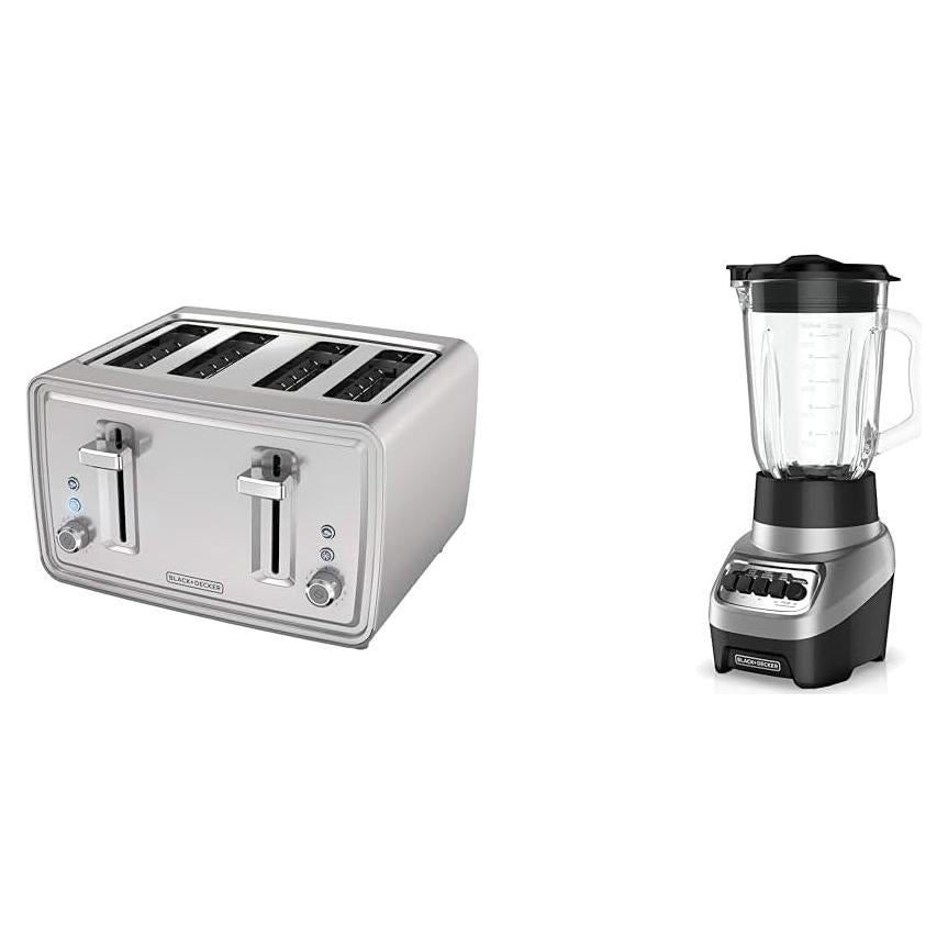BLACK+DECKER Tostadora 4 Rebanadas y Licuadora 6 Tazas Acero Inox