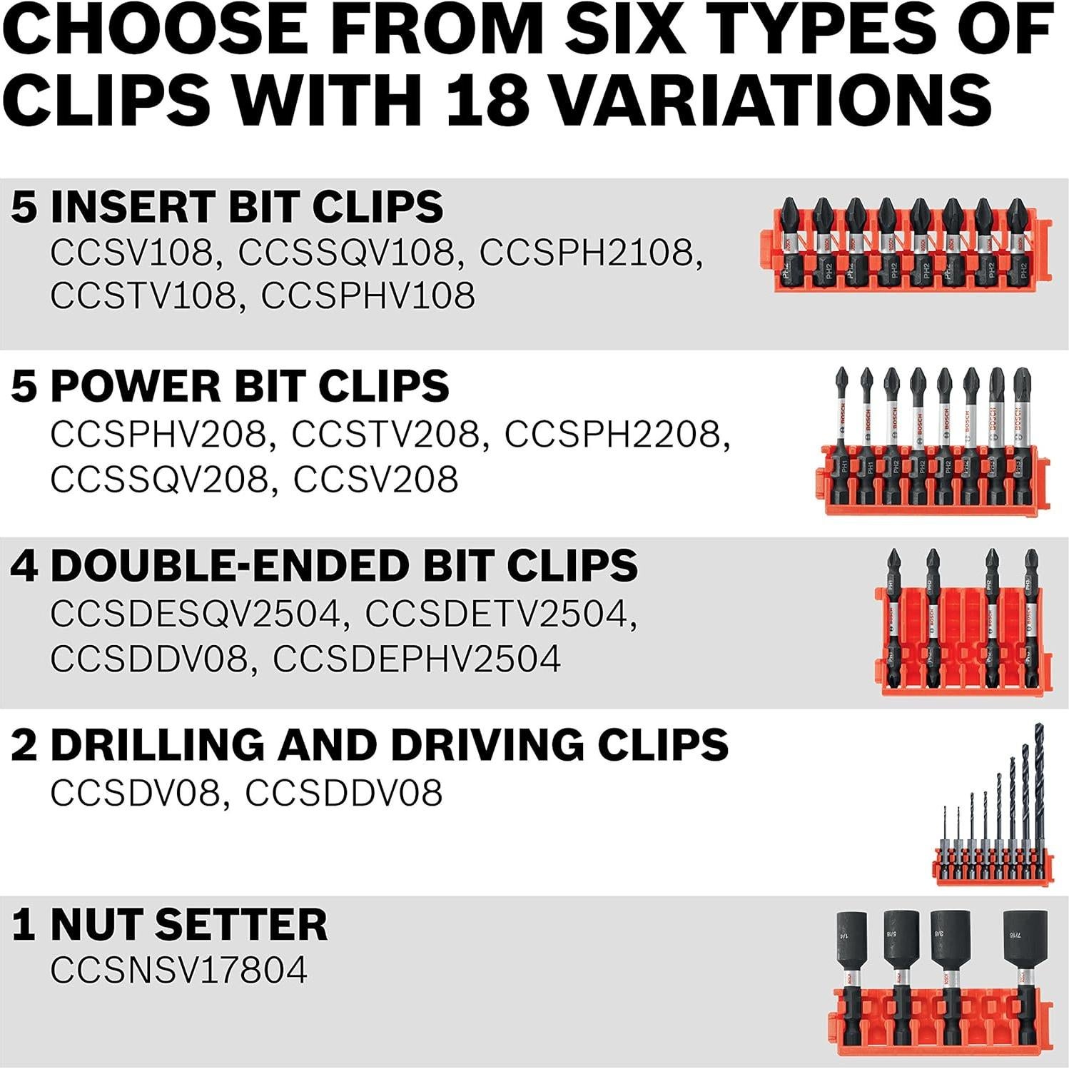 Juego de Puntas de Inserción BOSCH CCSV108 - 8 Piezas 1" Phillips, Cuadrado, Torx