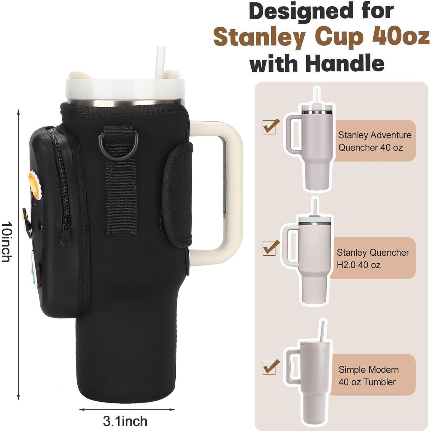 Bolsa Portabotellas Magibag para Stanley Cup 40 oz con Correa Ajustable y Bolsillo de Silicona