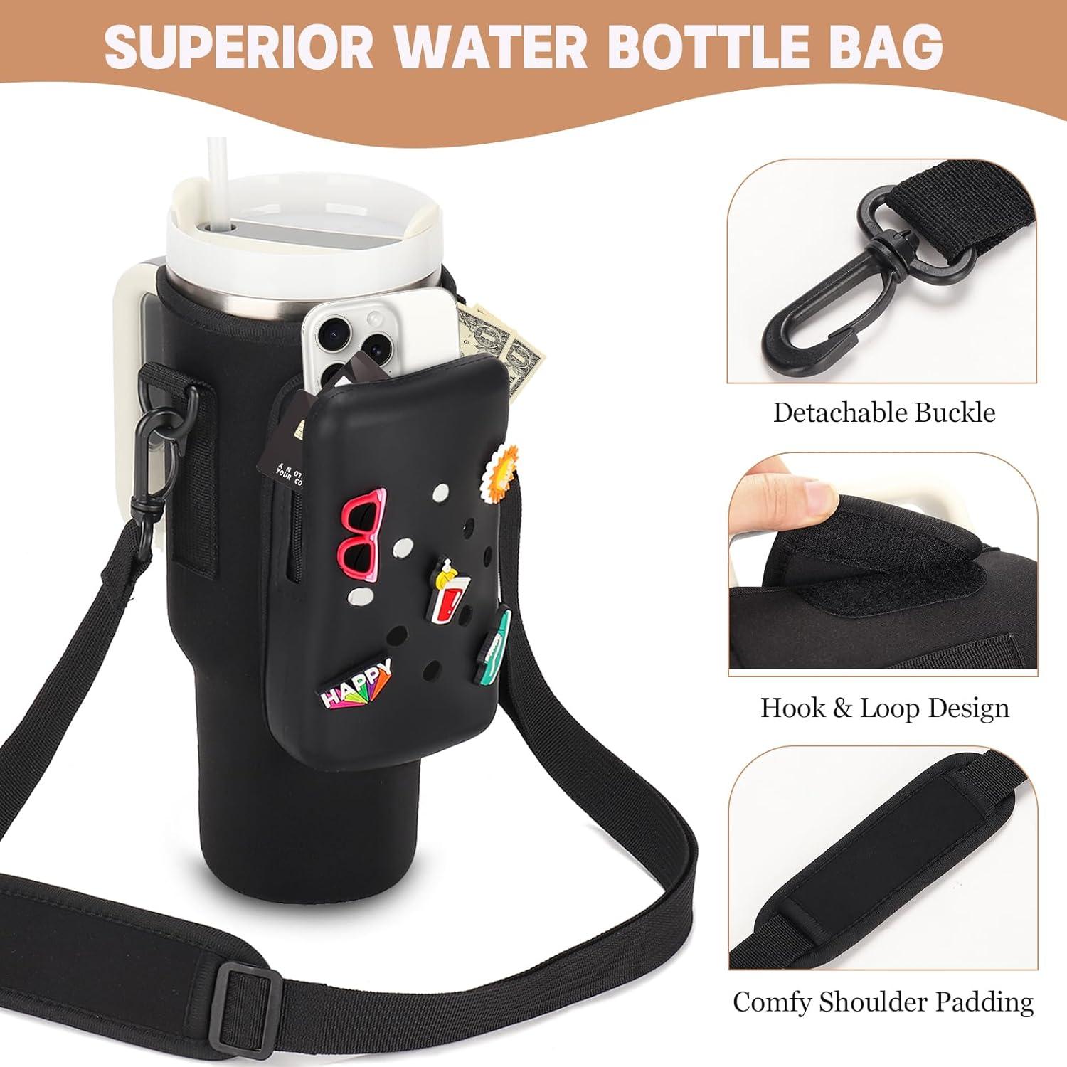 Bolsa Portabotellas Magibag para Stanley Cup 40 oz con Correa Ajustable y Bolsillo de Silicona