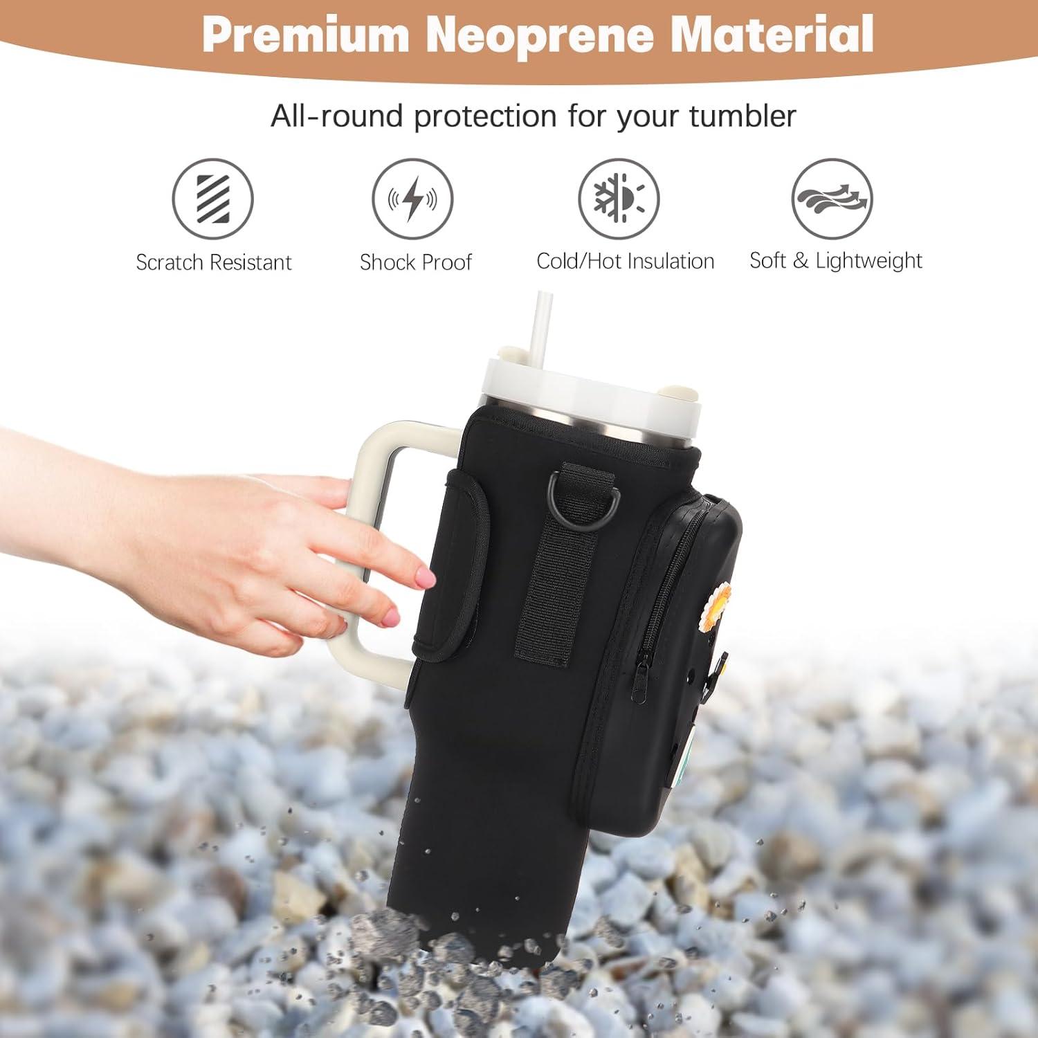Bolsa Portabotellas Magibag para Stanley Cup 40 oz con Correa Ajustable y Bolsillo de Silicona