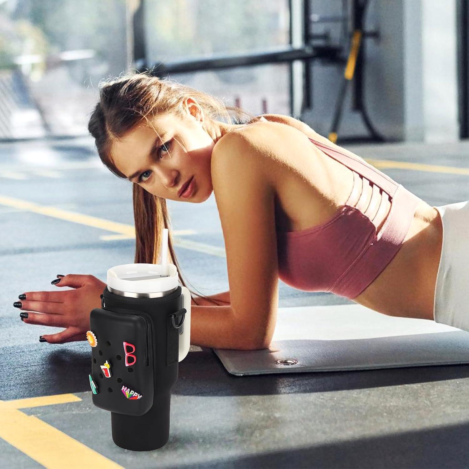 Bolsa Portabotellas Magibag para Stanley Cup 40 oz con Correa Ajustable y Bolsillo de Silicona