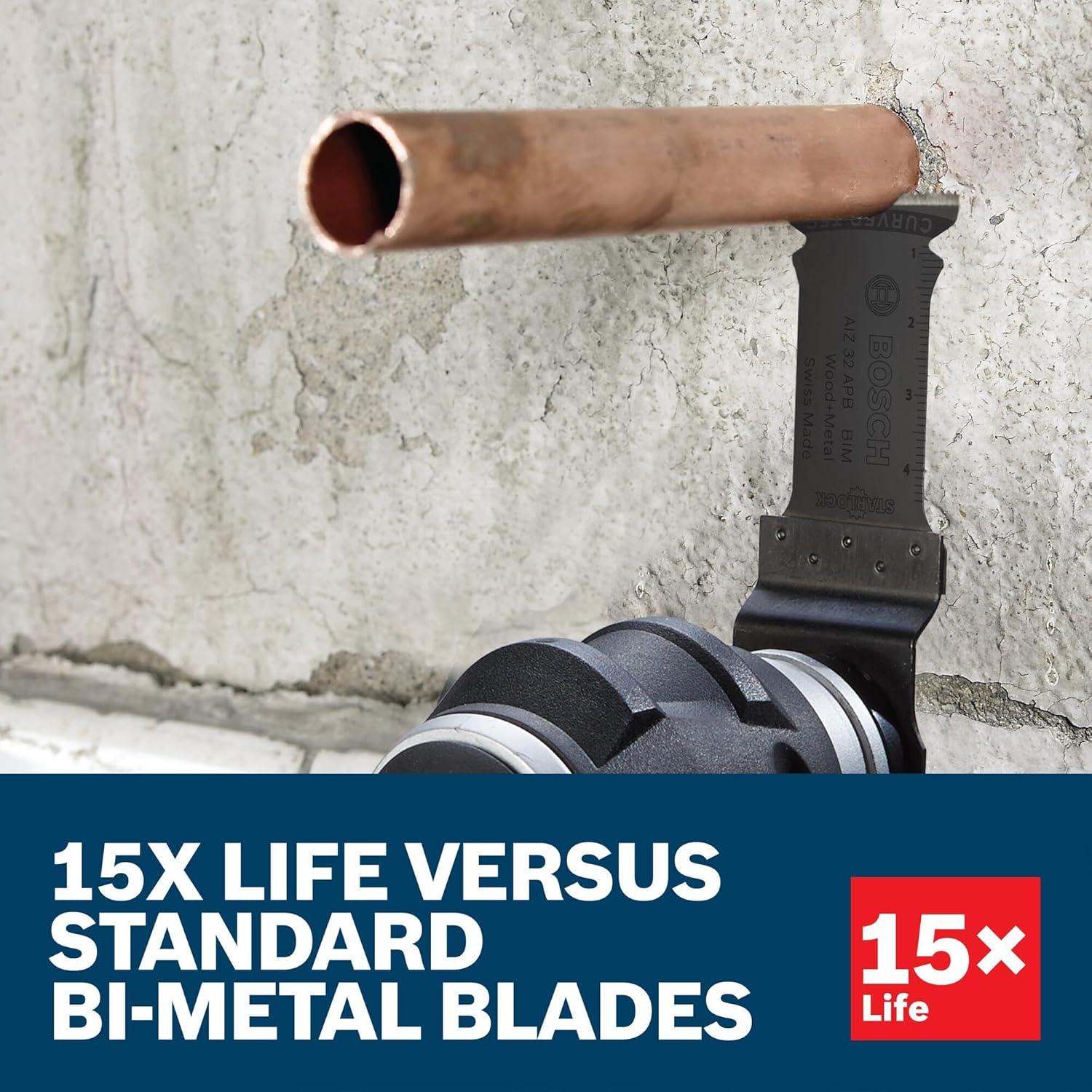 BOSCH OSL114MF 1-Piece 1-1/4 In. Starlock Oscillating Multi Tool Metal & More Carbide Plunge Cut Blade for Cutting Sheet Metal, Wood with Nails and Metal (Nails and Staples)