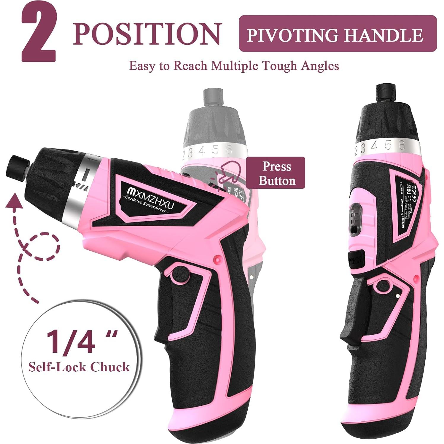 Destornillador Inalámbrico 8V MXMZHXU con 47 Piezas y Luz LED