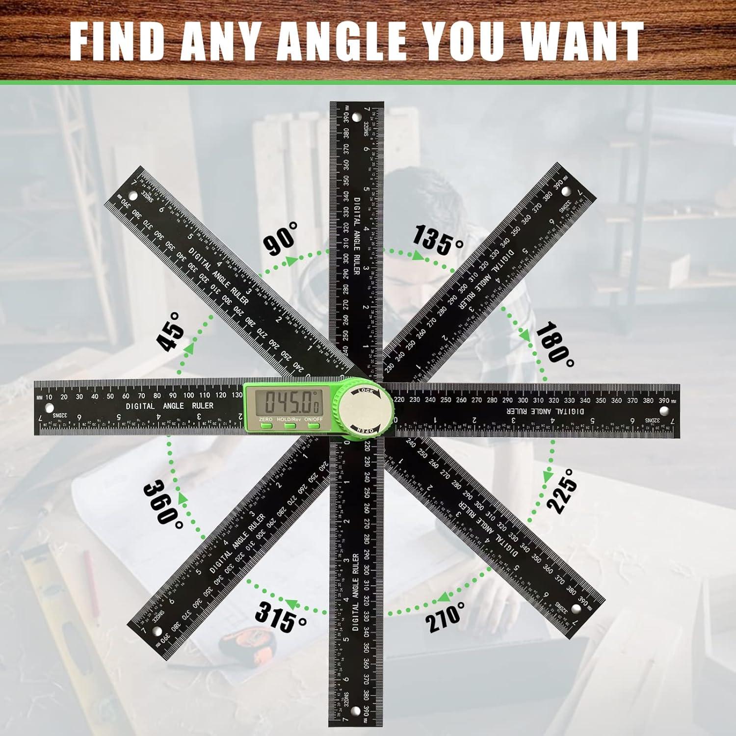 Buscador de Ángulo Digital PDDYIER 200mm 2-en-1 para Carpintería