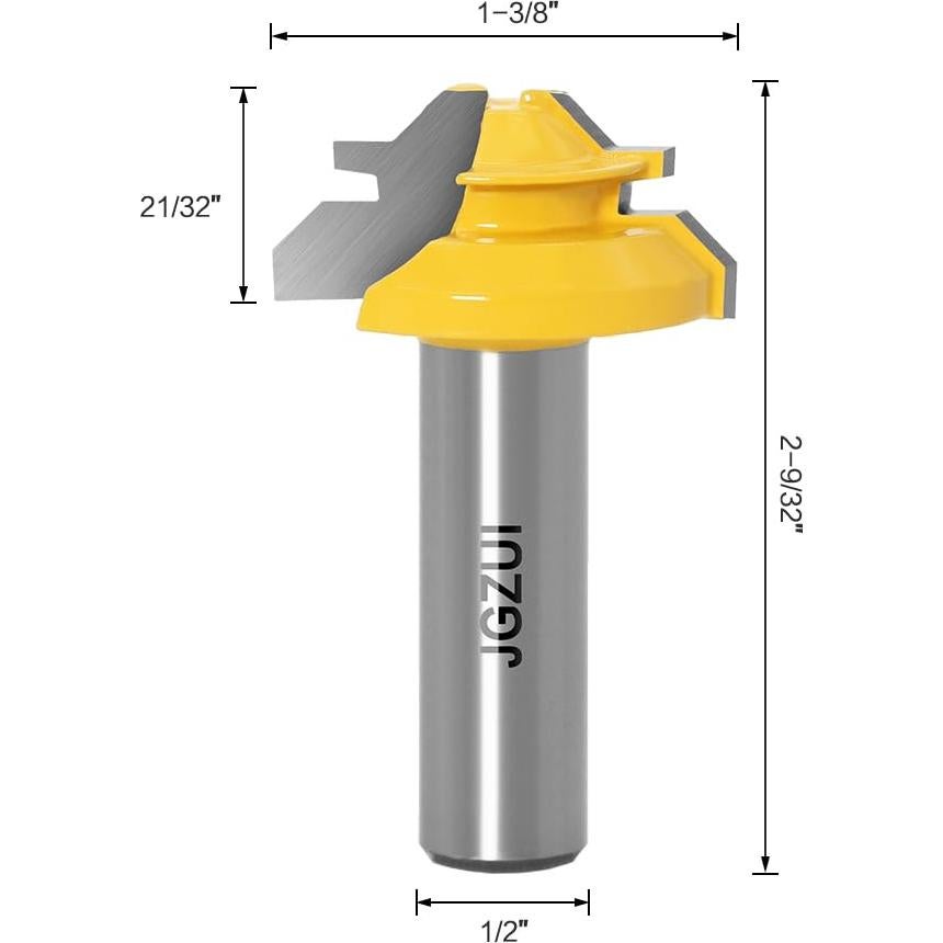 Fresa de Miter de Bloqueo 45 Grados JGZUI 3.49 cm Mango 1/2"
