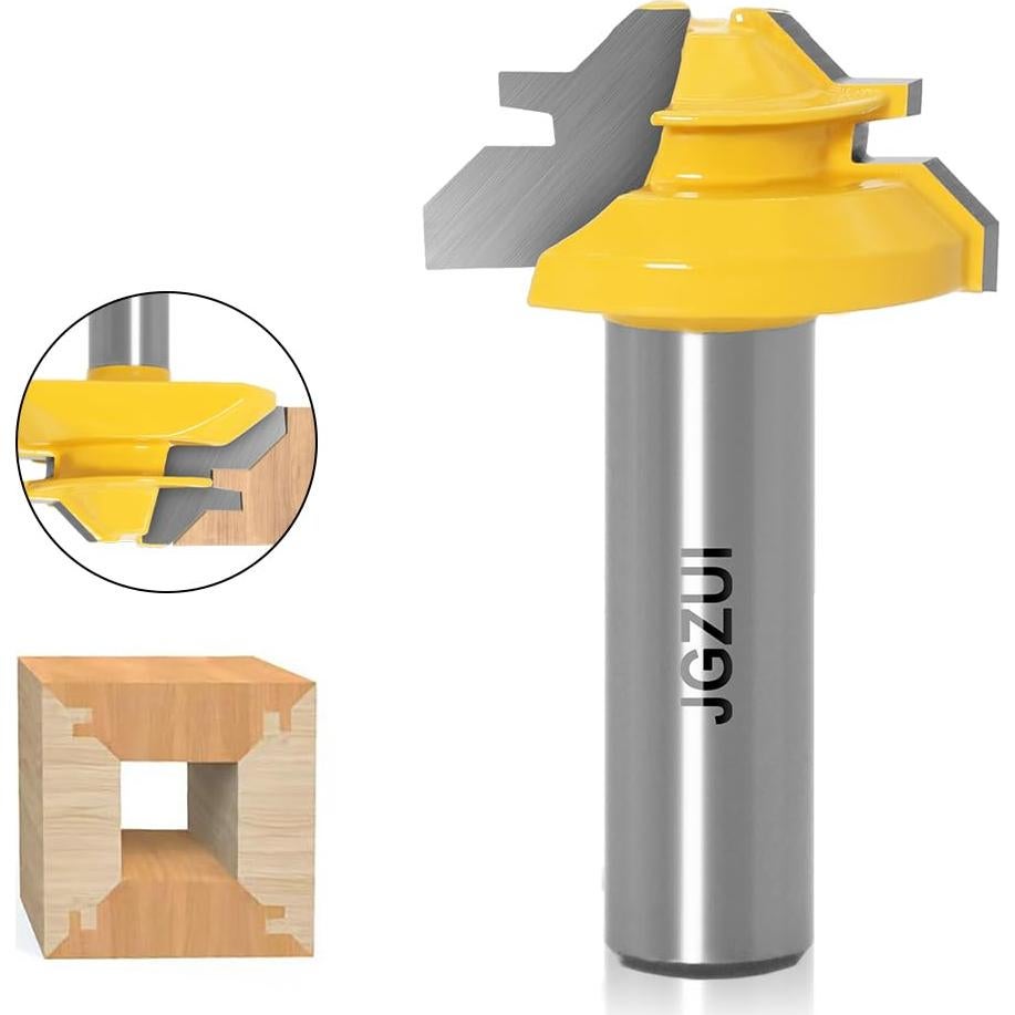 Fresa de Miter de Bloqueo 45 Grados JGZUI 3.49 cm Mango 1/2"